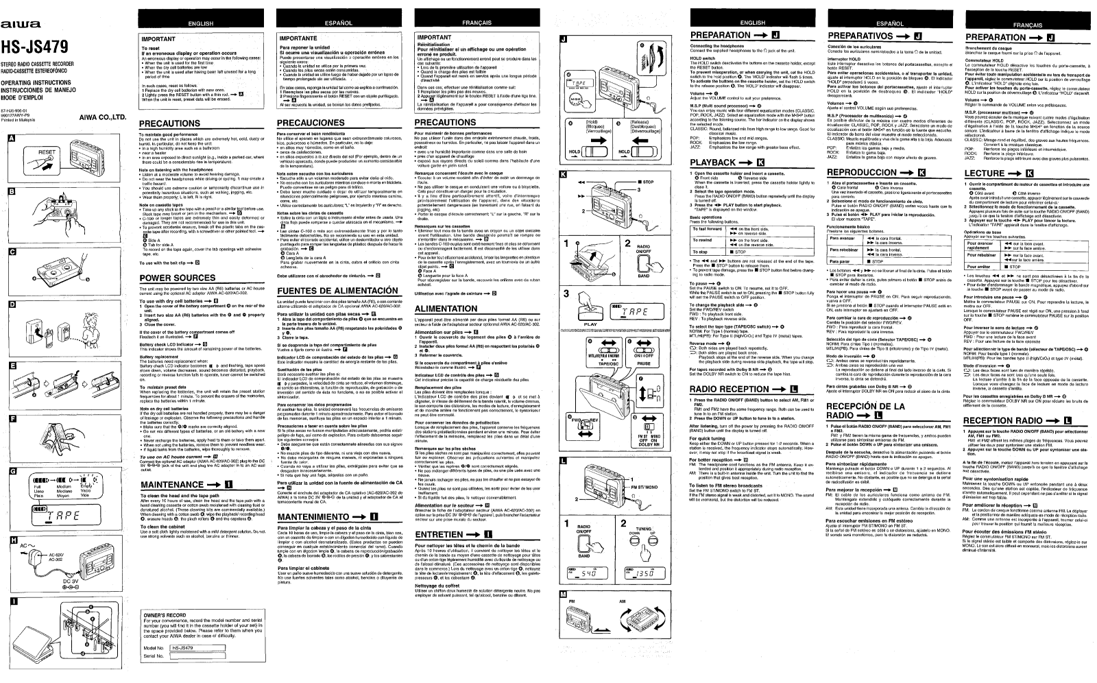 Sony HSJS479 OPERATING MANUAL - ManualMachine.com