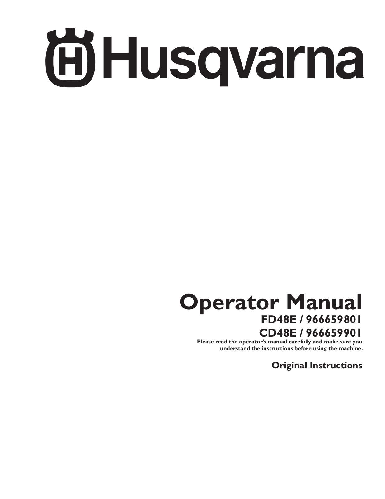 Husqvarna FD48E, CD48E Owner's Manual