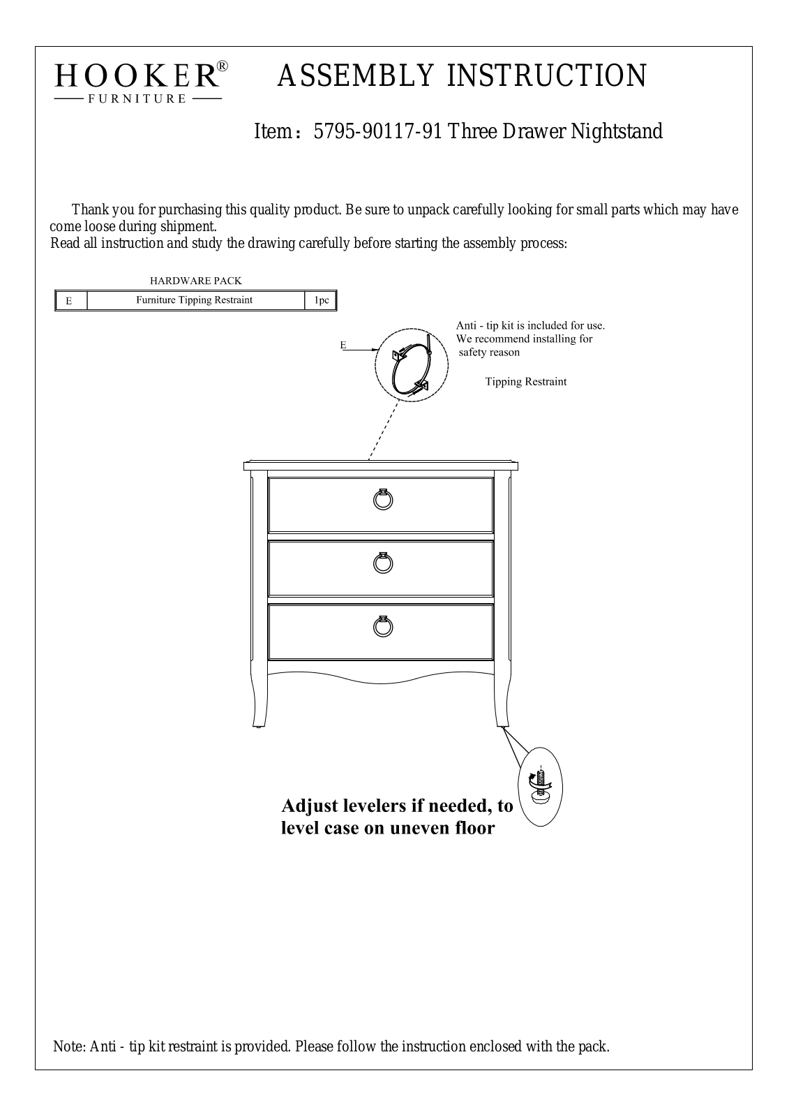 Hooker 5795-90117-91 Assembly Instructions