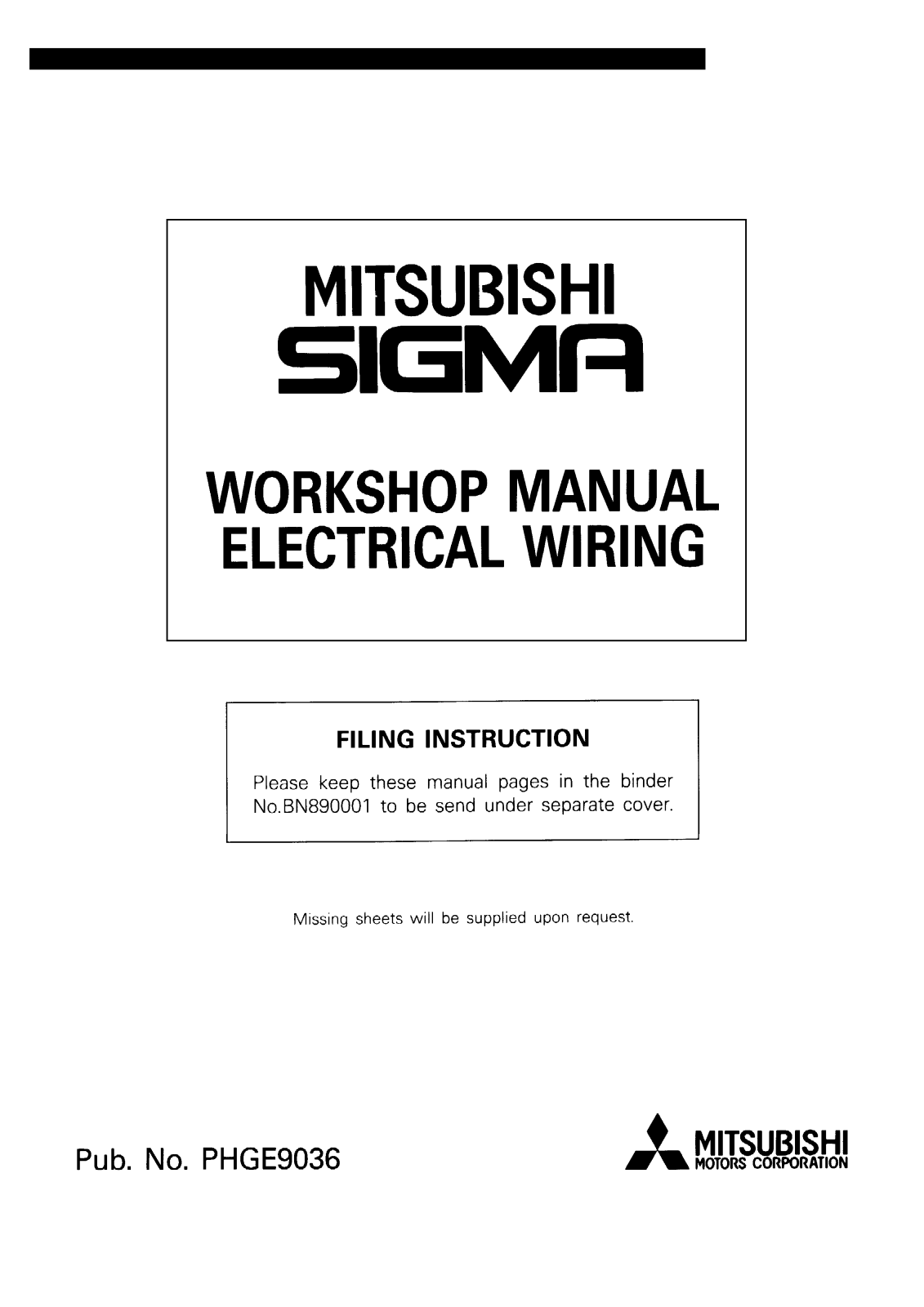 Mitsubishi Sigma 1991 User Manual