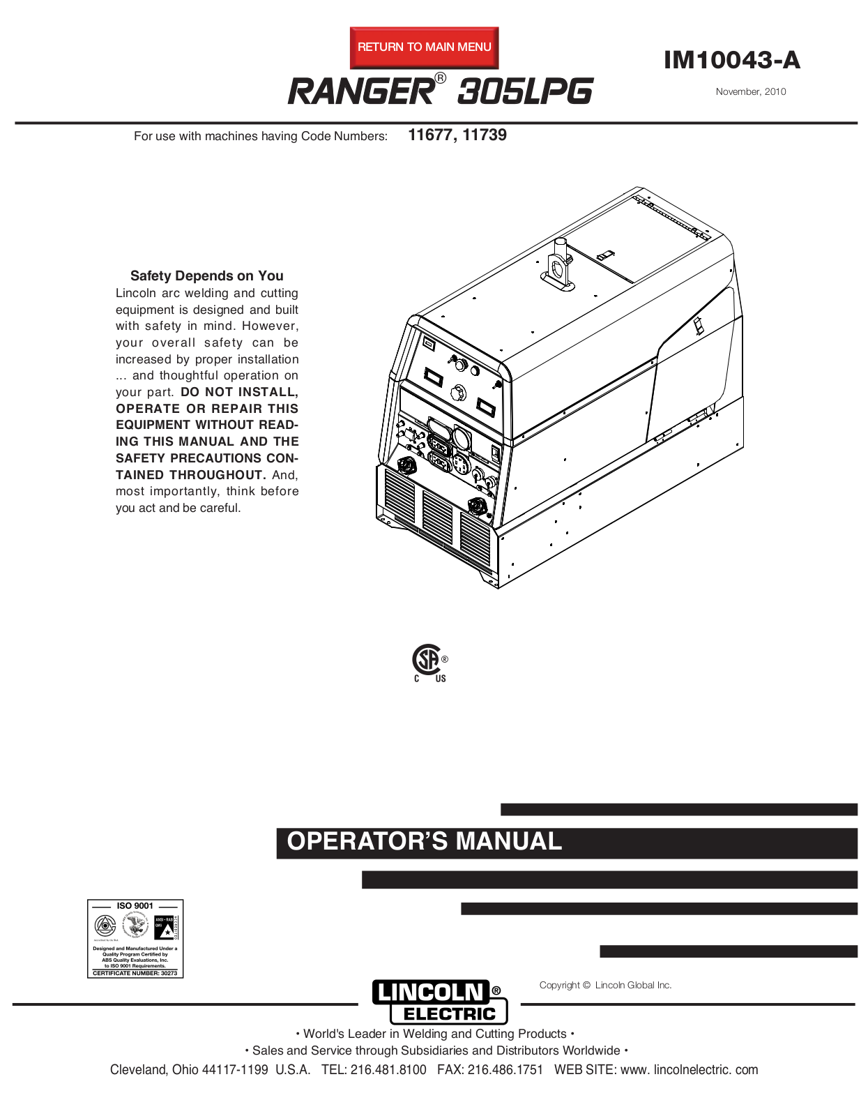 Lincoln Electric IM10043-A User Manual