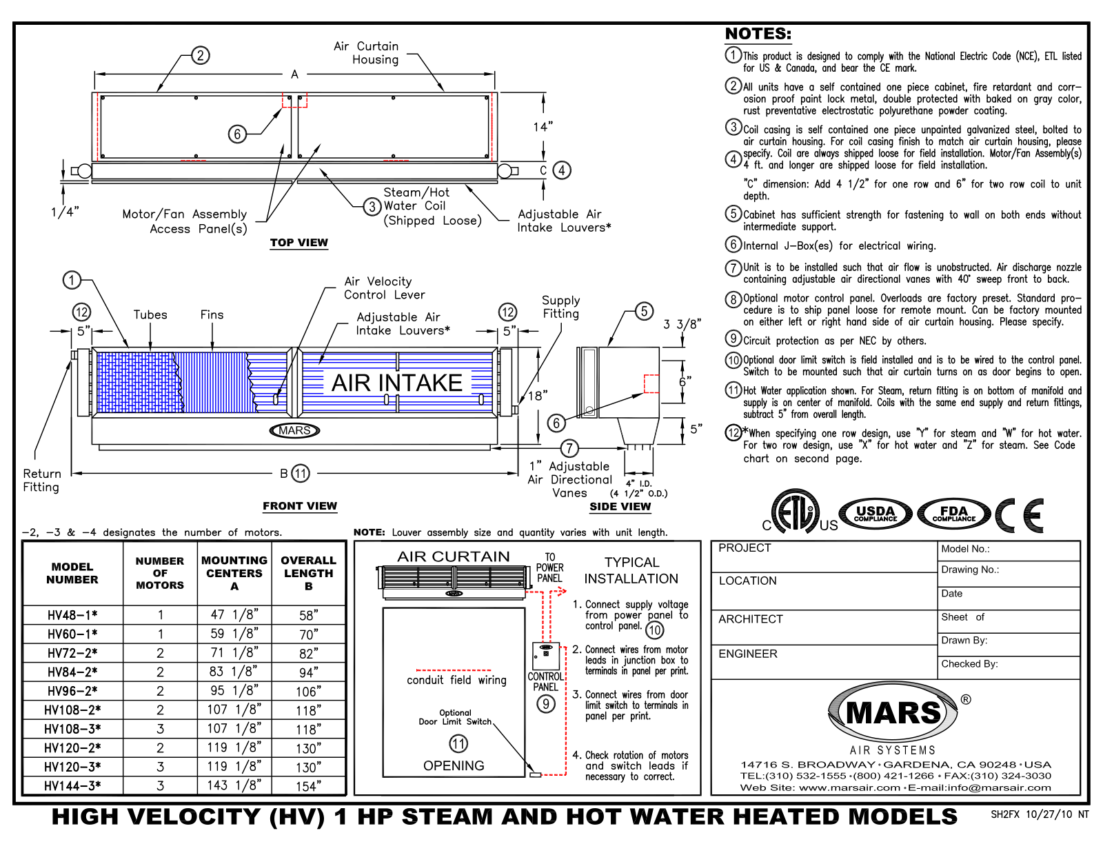 Mars Air HV108-2 User Manual