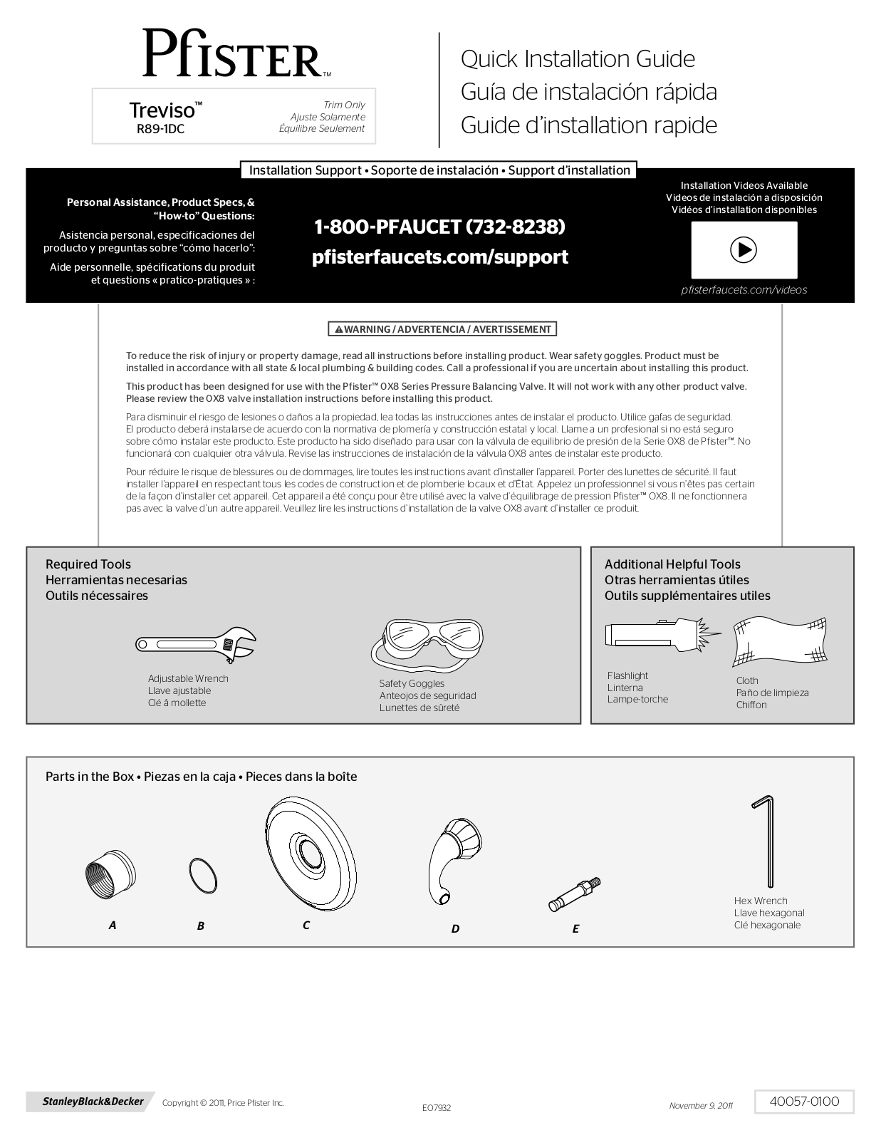 Pfister R89-1DK0 User Manual