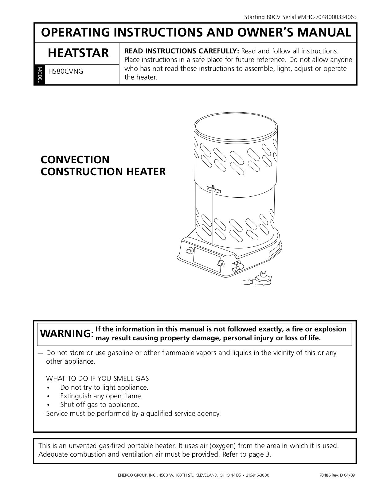 Heatstar HS80CVnG User Manual