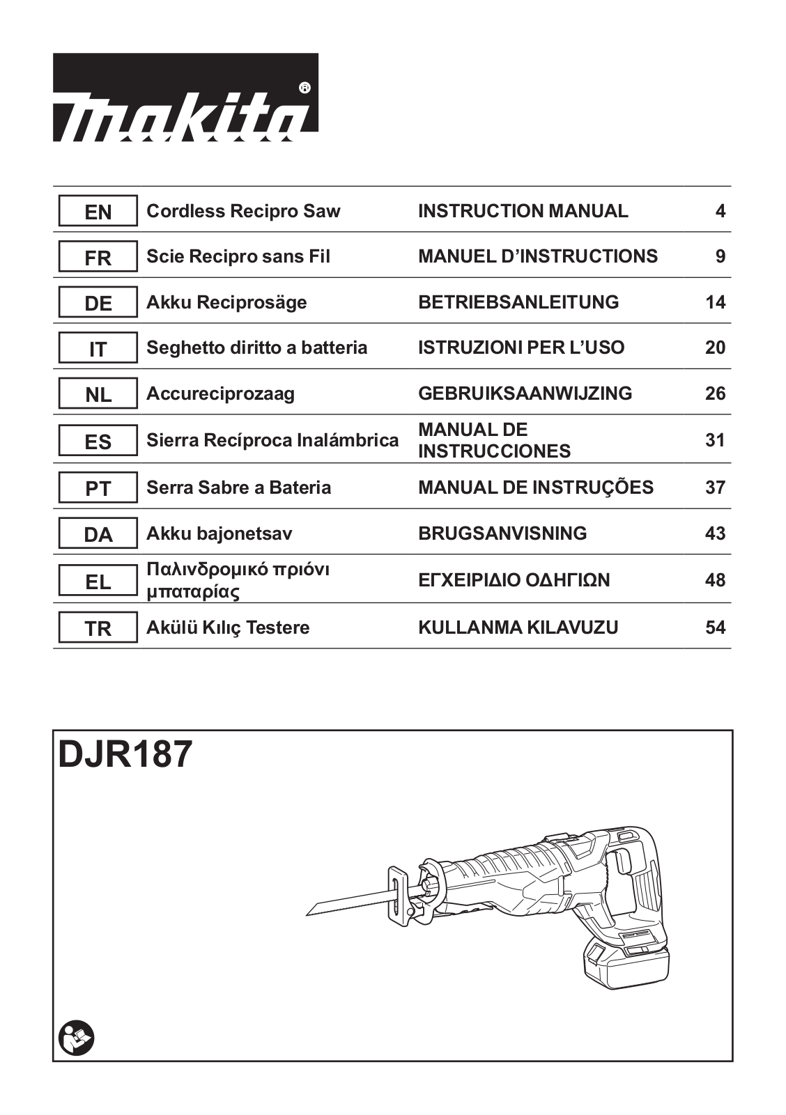 Makita DJR187RTE User Manual