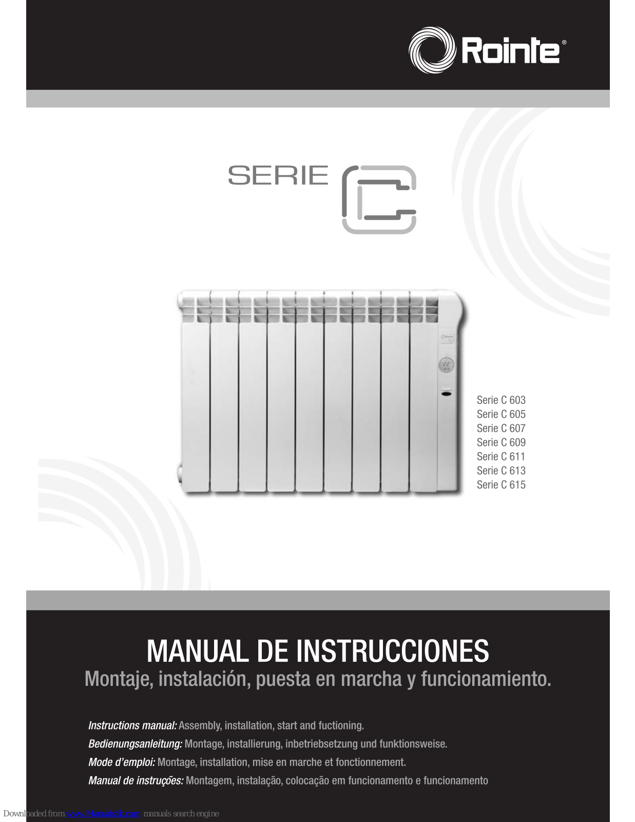 Rointe Series C 603, Series C 605, Series C 613, Series C 607, Series C 615 Instruction Manual