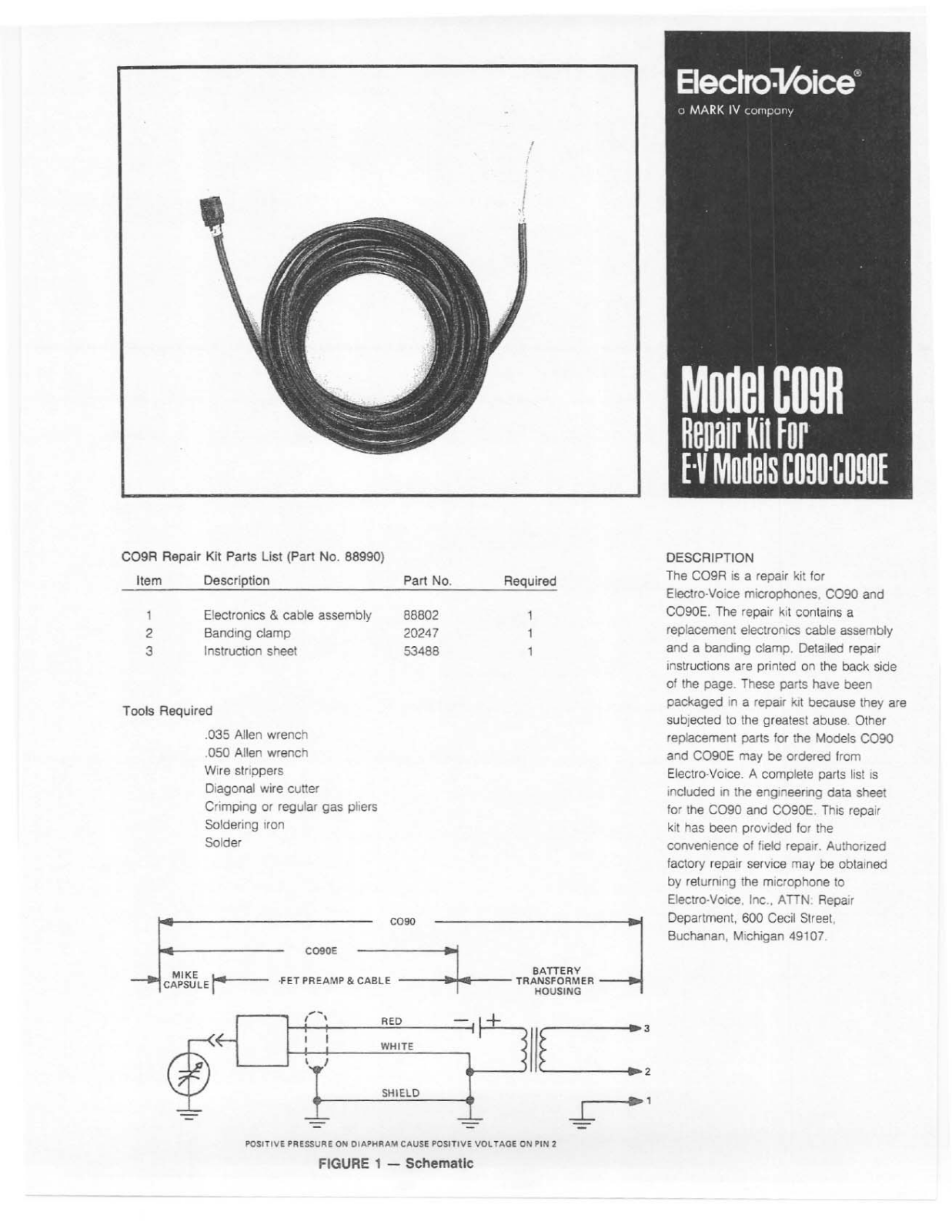 Electro-voice CO9R DATASHEET