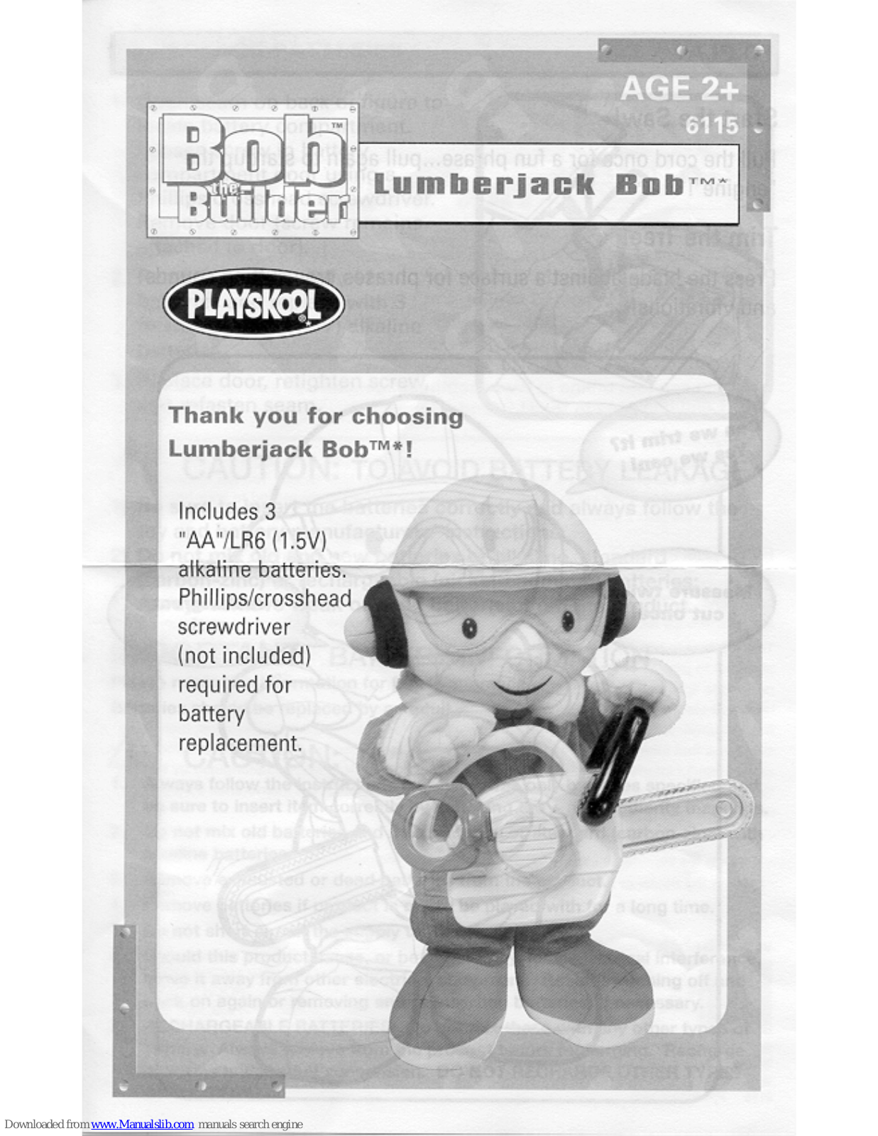 Playskool 6115, Lumberjack Bob 6115 Instructions Manual