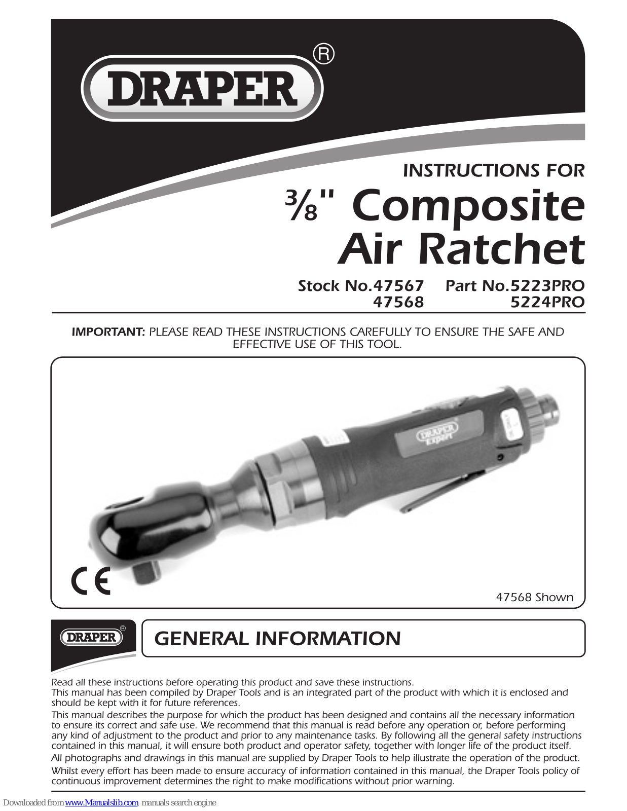 Draper 5223PRO, 5224PRO, 47567, 47568 Instructions Manual - ManualMachine.com