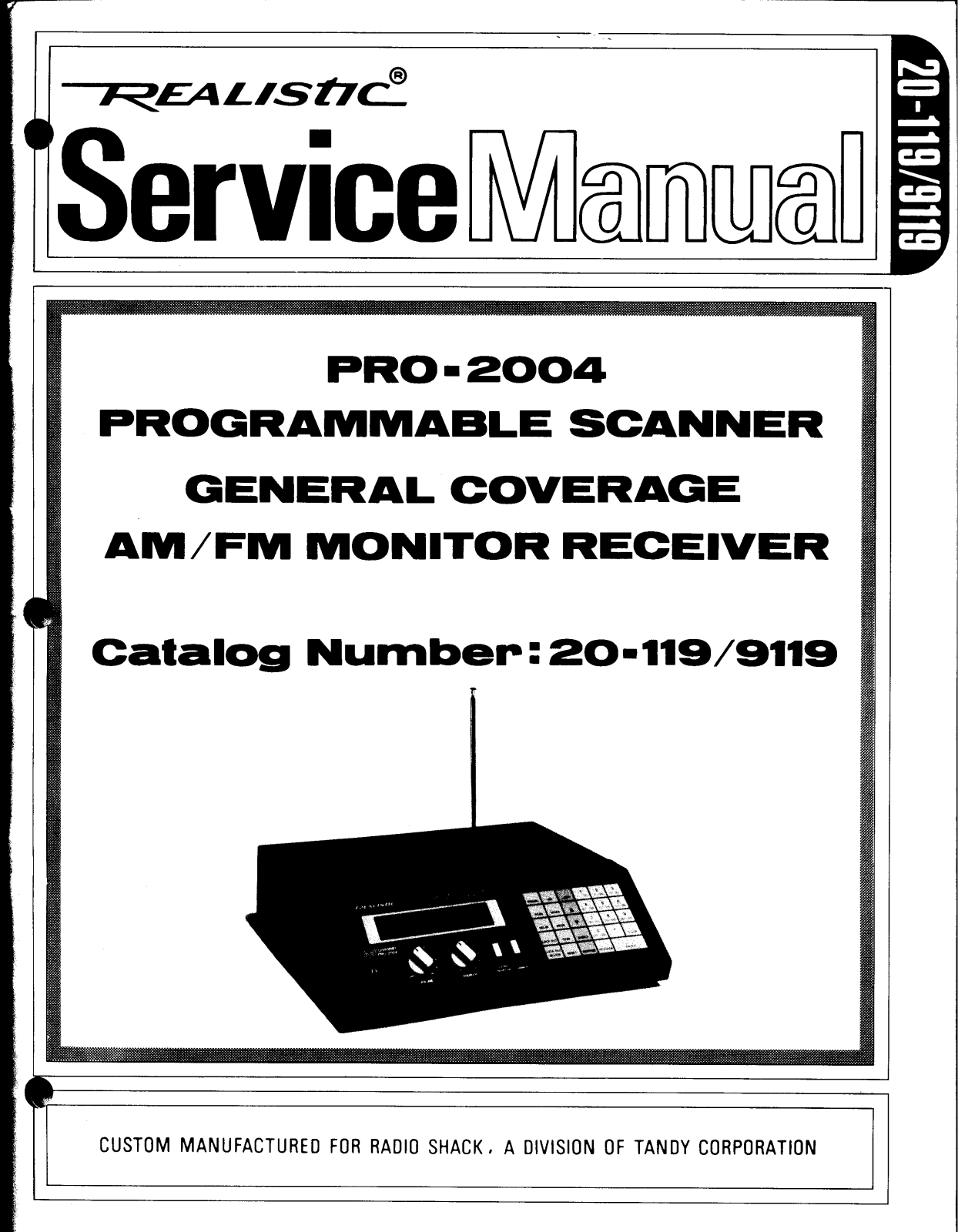 Realistic   RadioShack PRO-2004 Service Manual