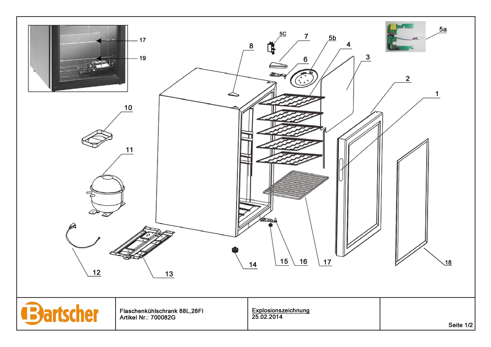 Bartscher 700.082G Parts list