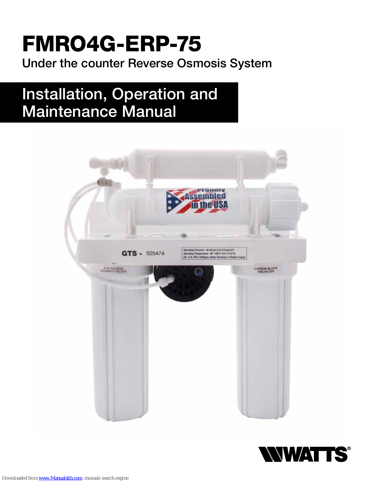 Watts FMRO4G-ERP-75 Installation, Operation And Maintenance Manual - ManualMachine.com