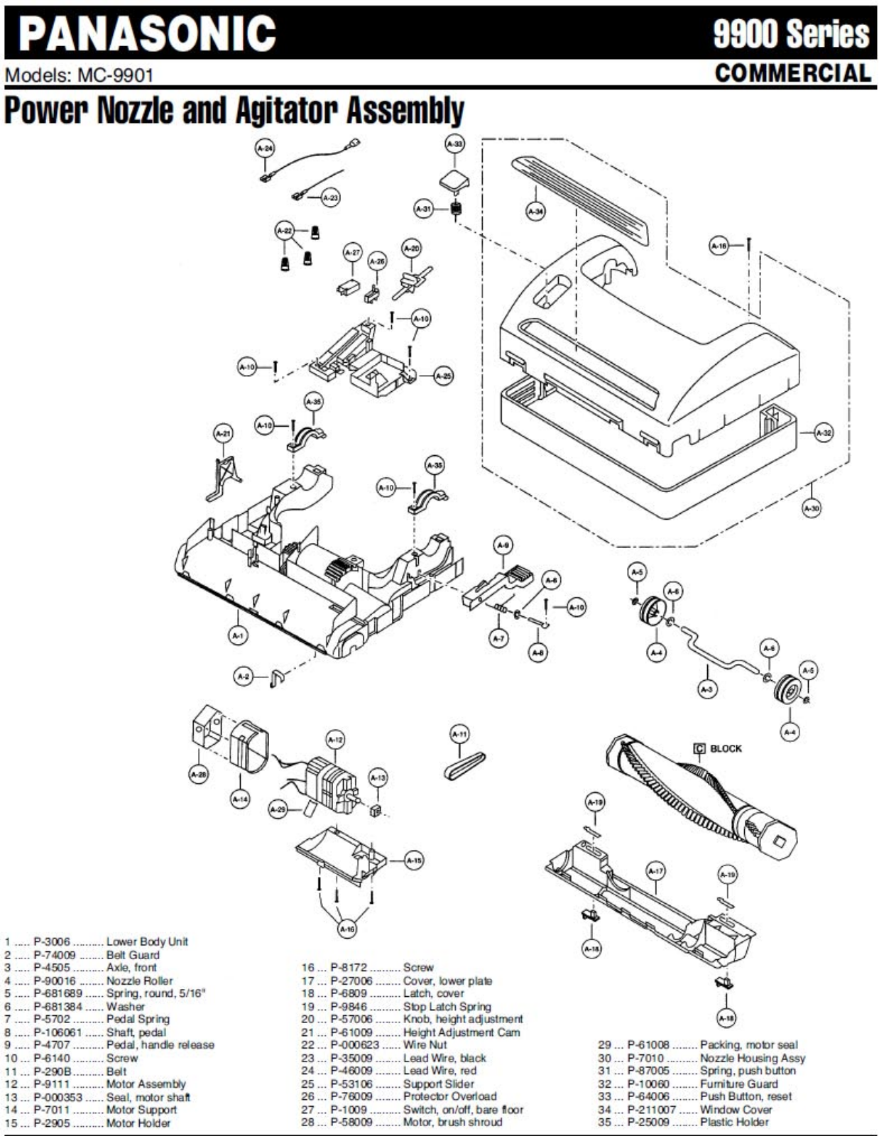 Panasonic 9901 Parts List