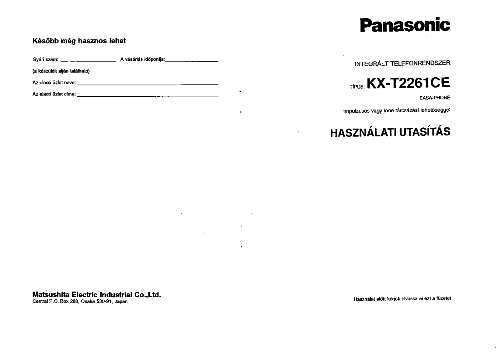 Panasonic KX-T2261CE User Manual