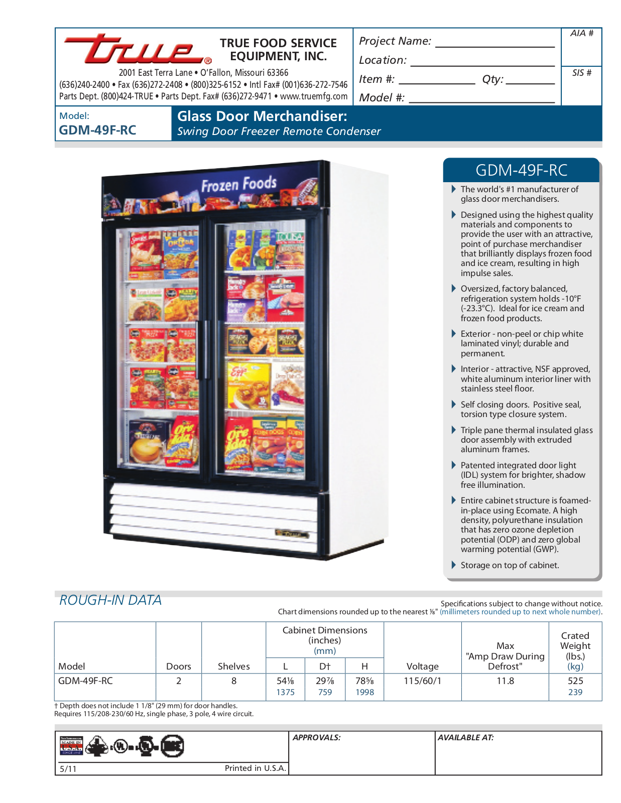 True GDM-49F-RC User Manual