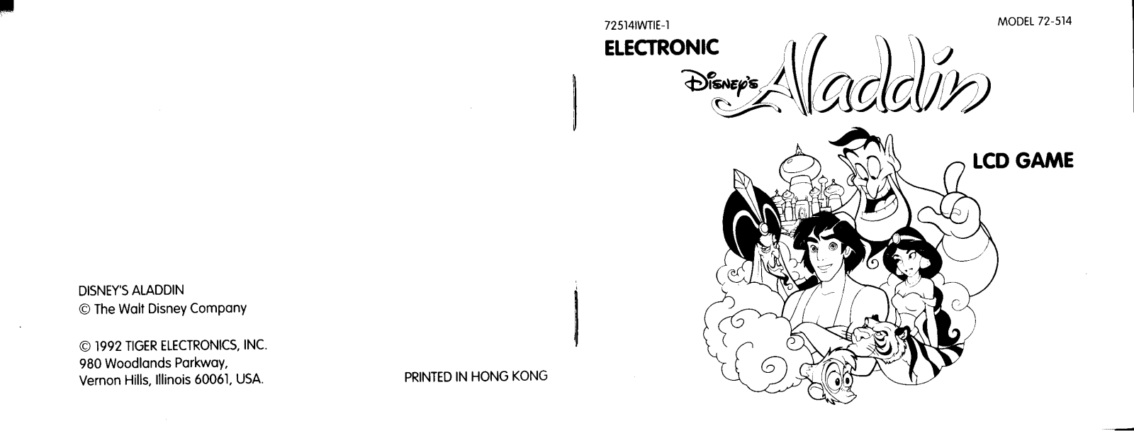 HASBRO Aladdin Electronic LCD Game User Manual