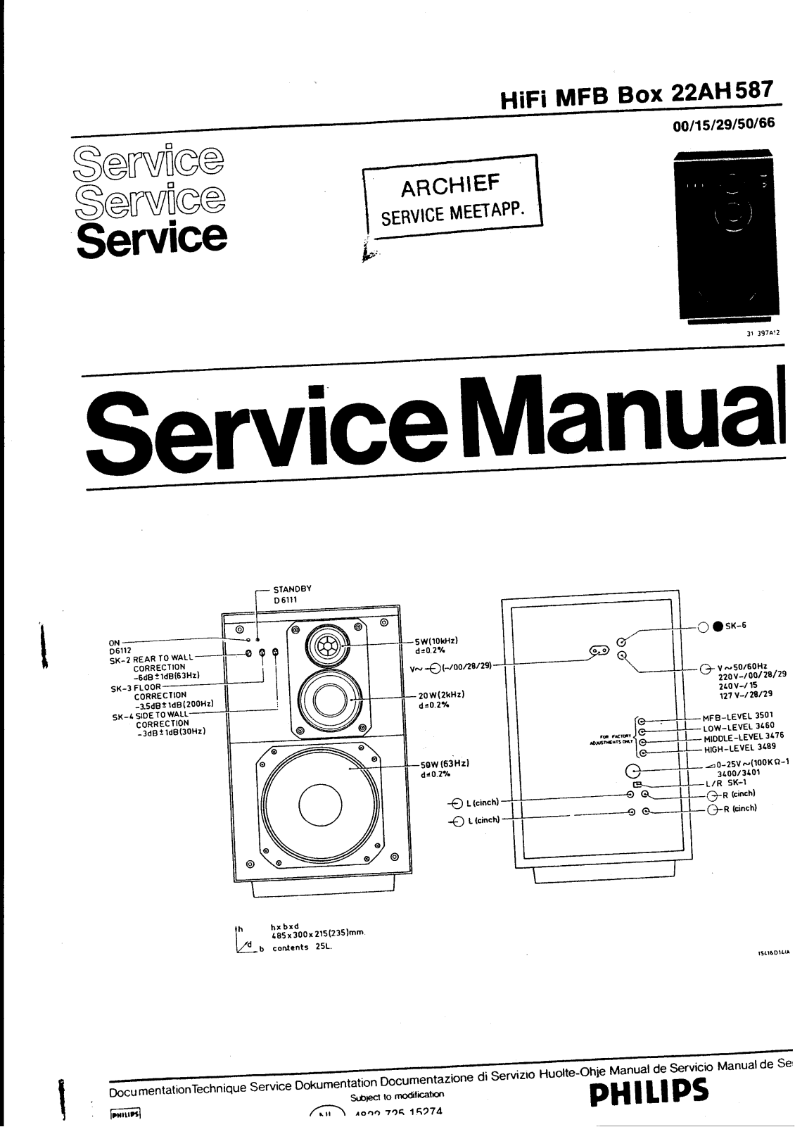 Philips RH-587, 22-AH-587, AH-587 Service manual