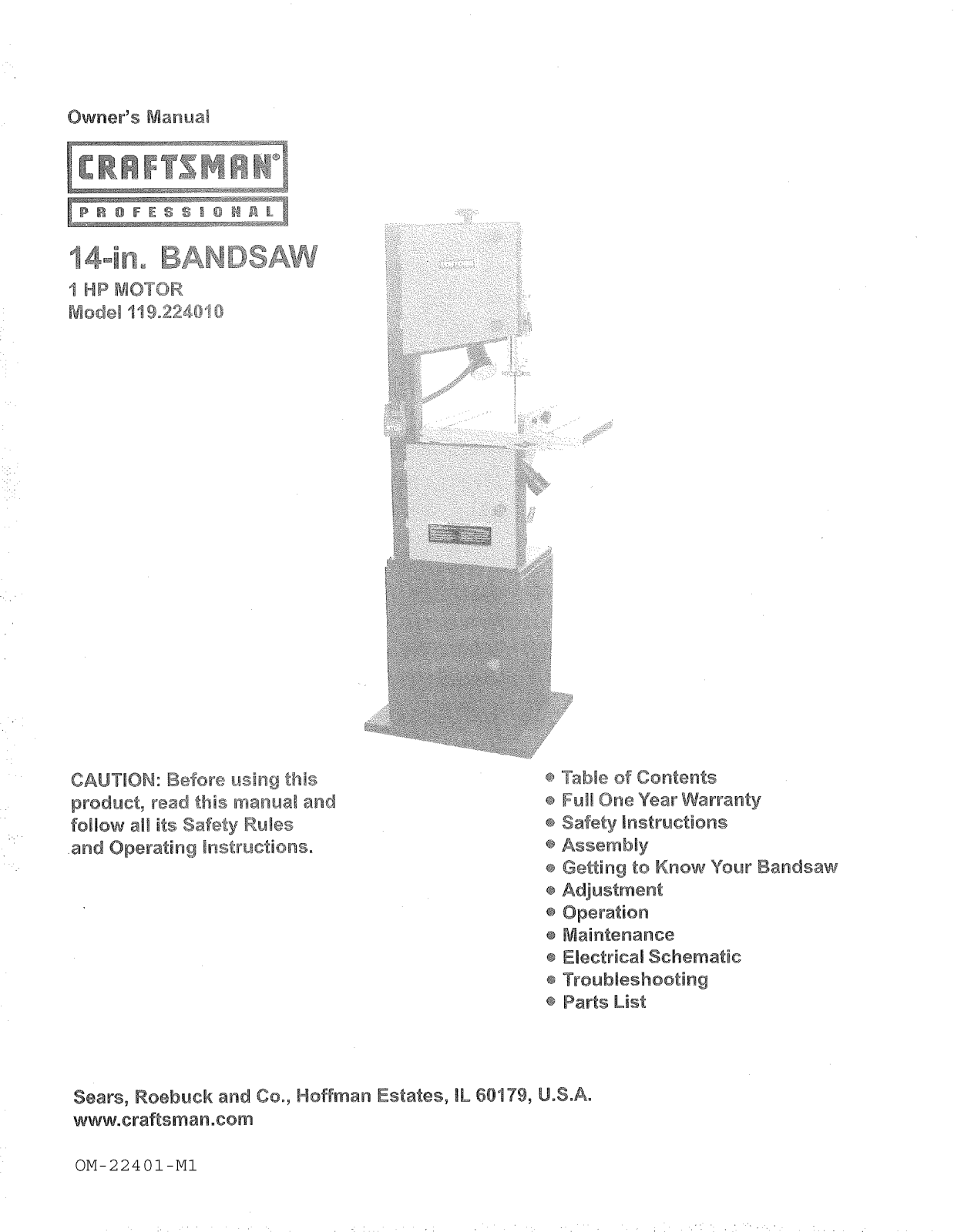 Craftsman 119224010 Owner’s Manual