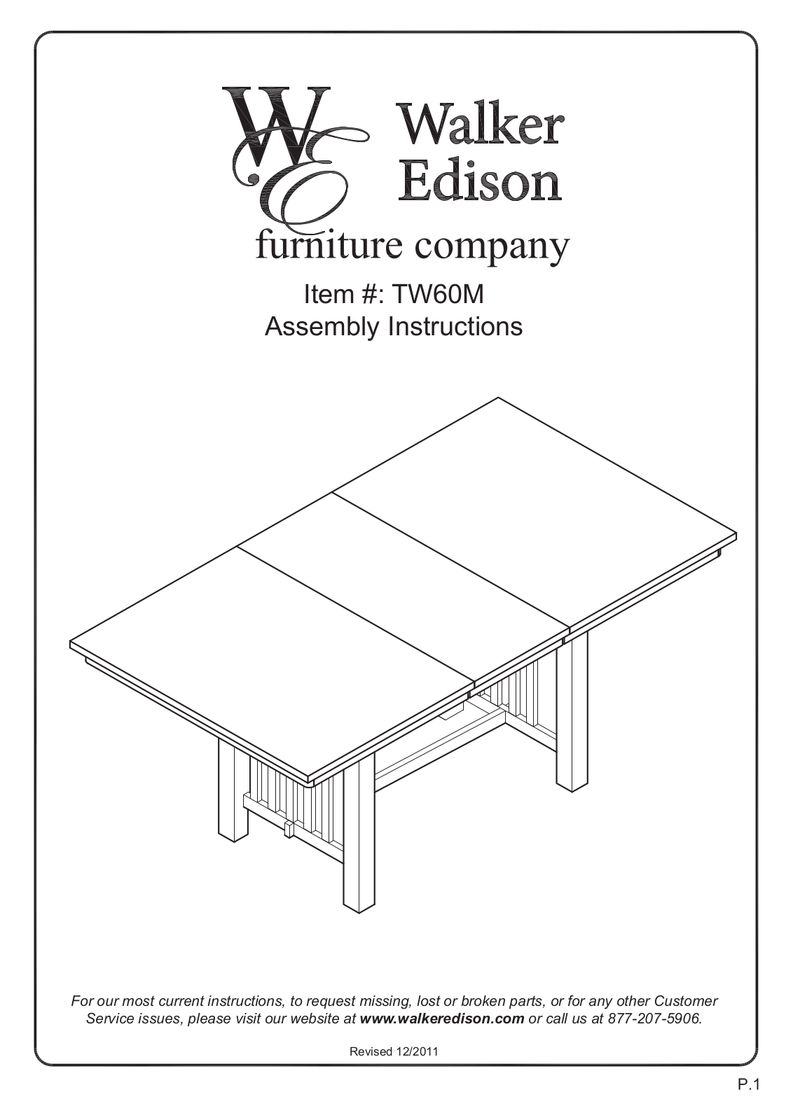 Walker Edison Furniture TW60M User Manual