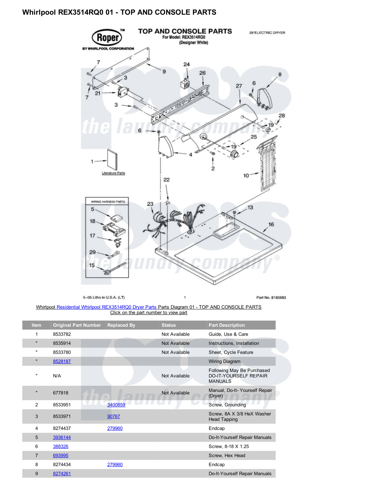 Whirlpool REX3514RQ0 Parts Diagram