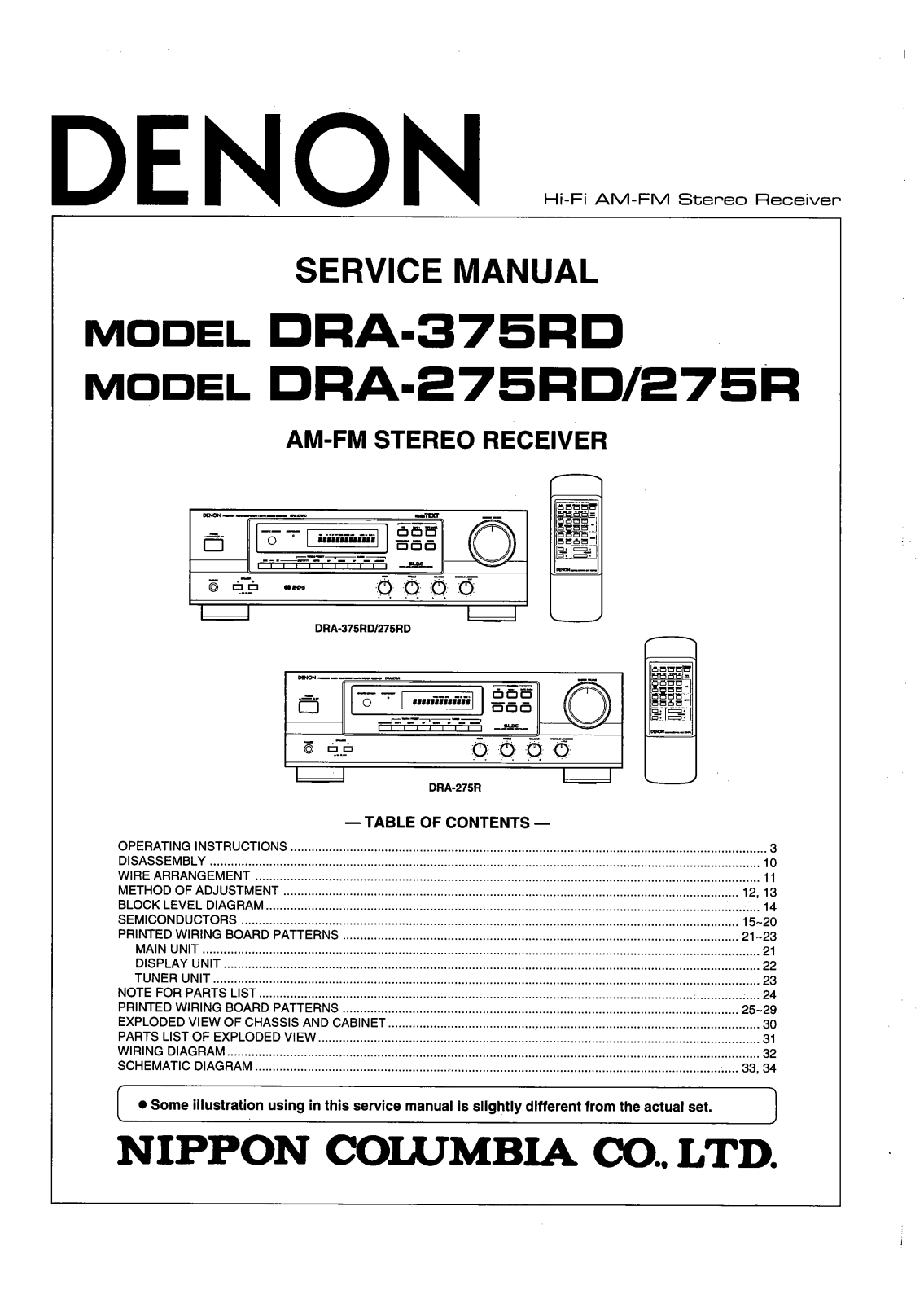 Denon DRA-375RD, DRA-275RD, DRA-275R Service Manual