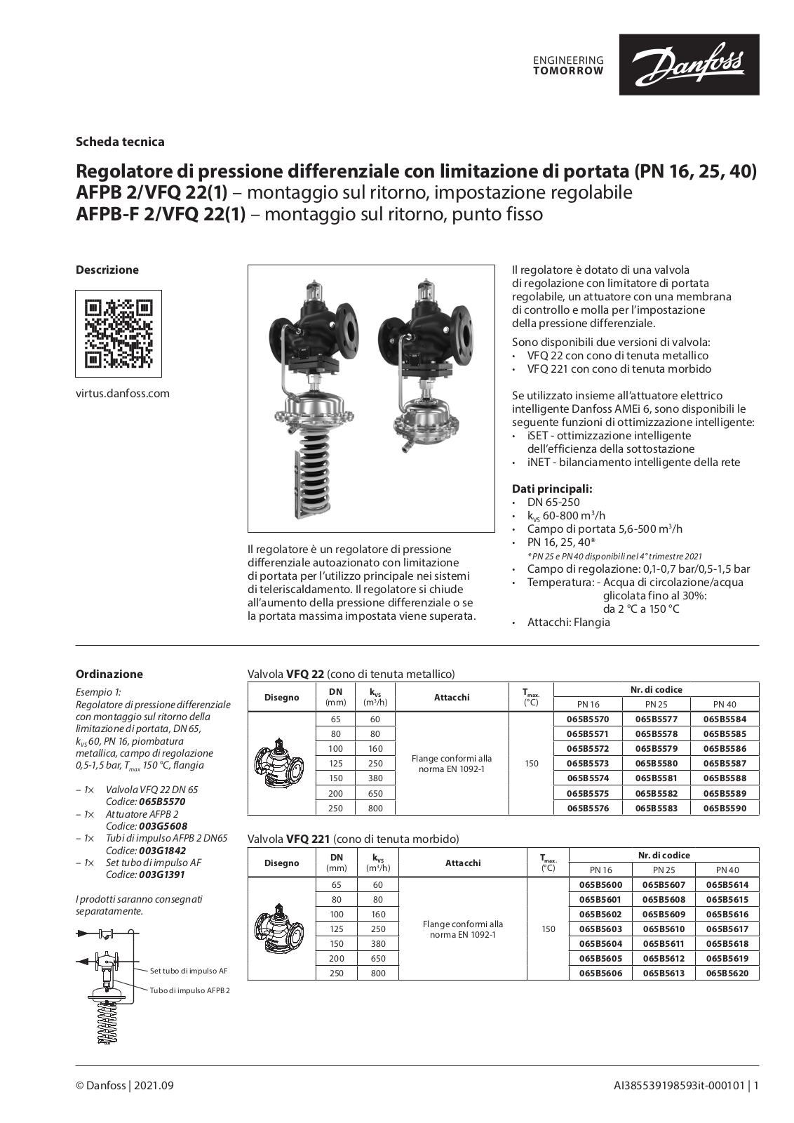 Danfoss VFQ 22, VFQ 221, AFPB 2, AFPB-F 2 Data sheet