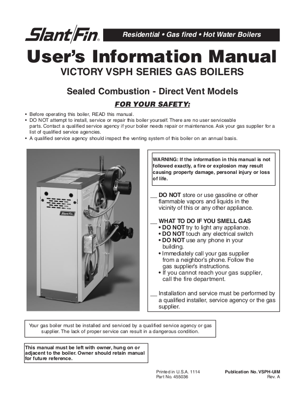 Slant/Fin VSPH User Manual