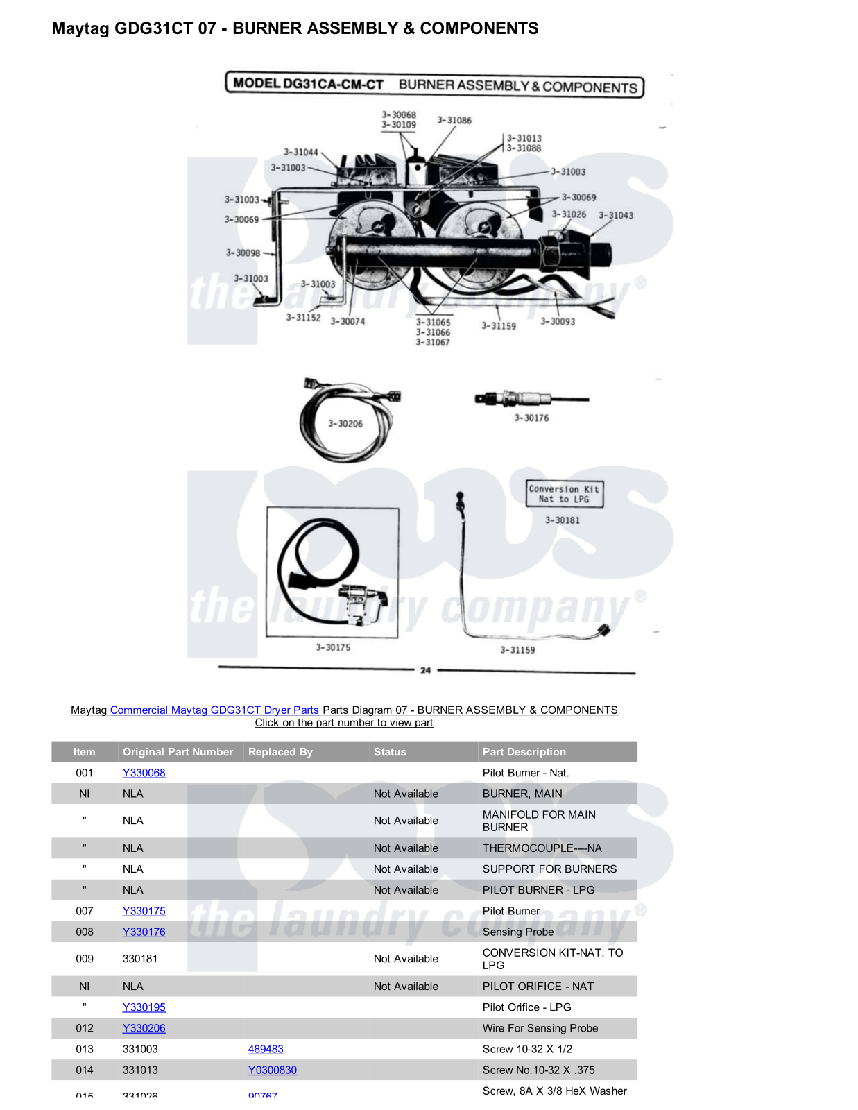 Maytag GDG31CT Parts Diagram