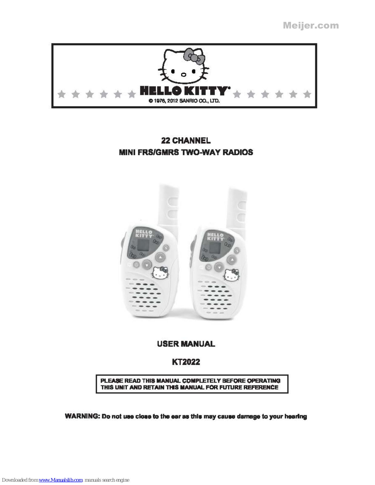 Hello Kitty KT2022 User Manual - ManualMachine.com