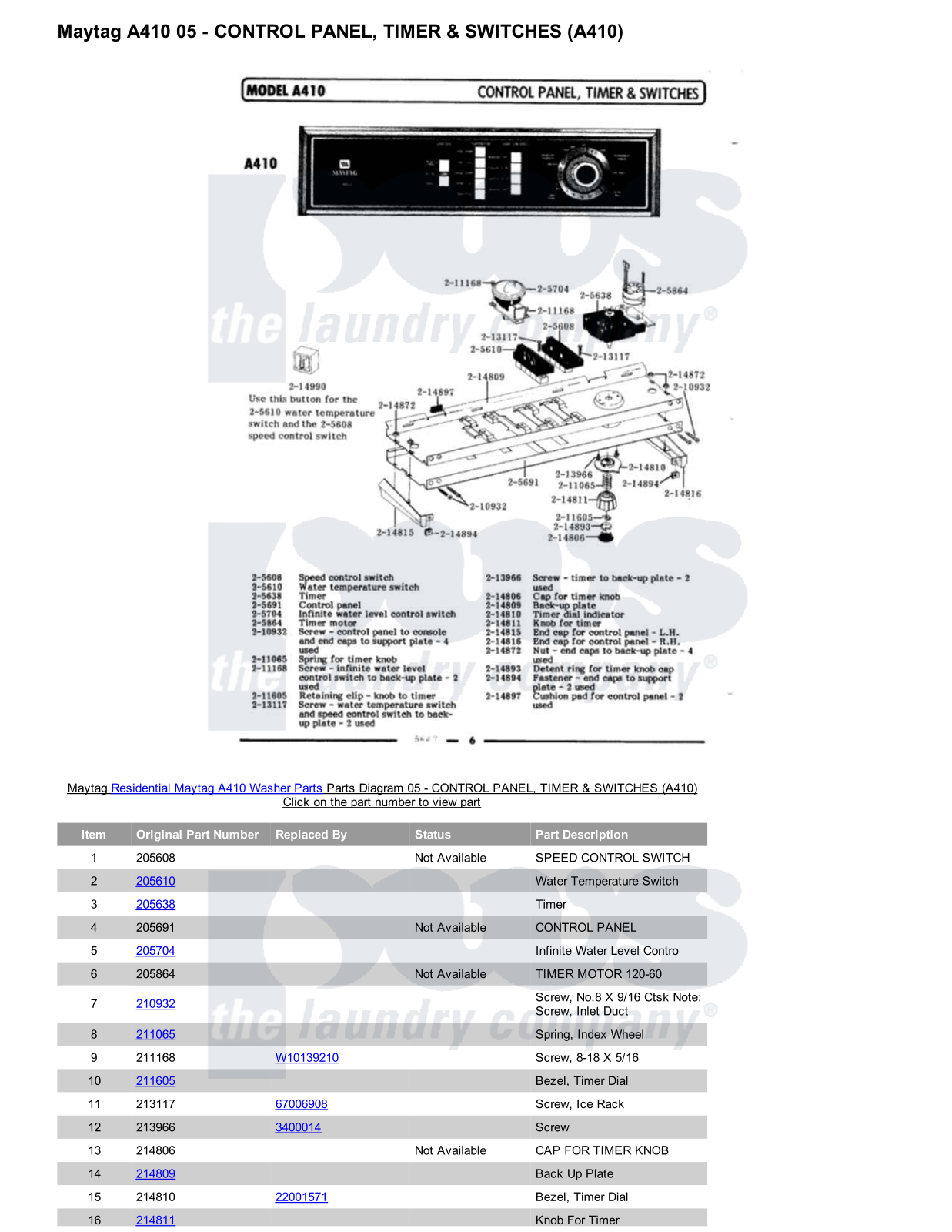 Maytag A410 Parts Diagram