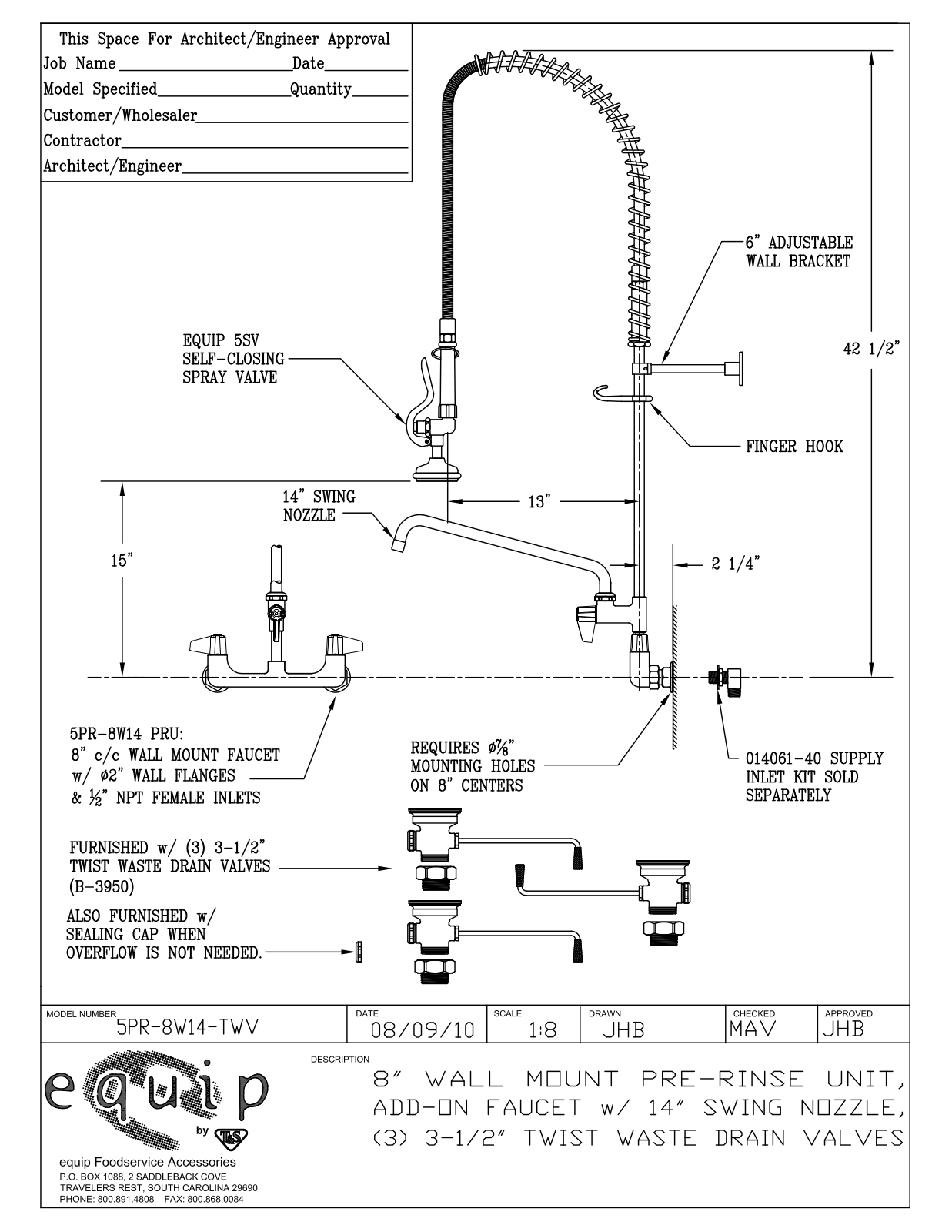 T&S Brass 5PR-8W14-TWV User Manual