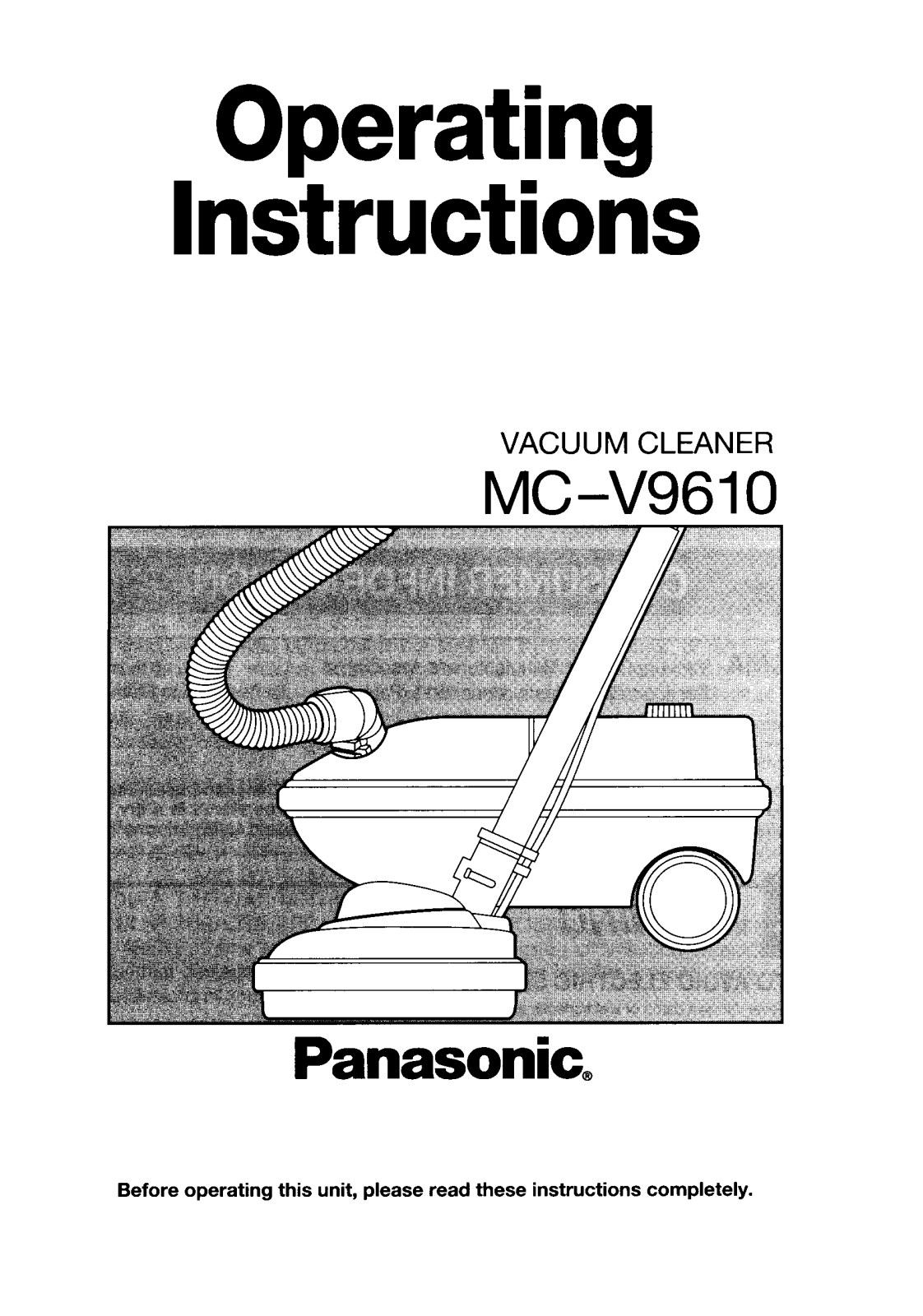 Panasonic mc-v9610 Operation Manual