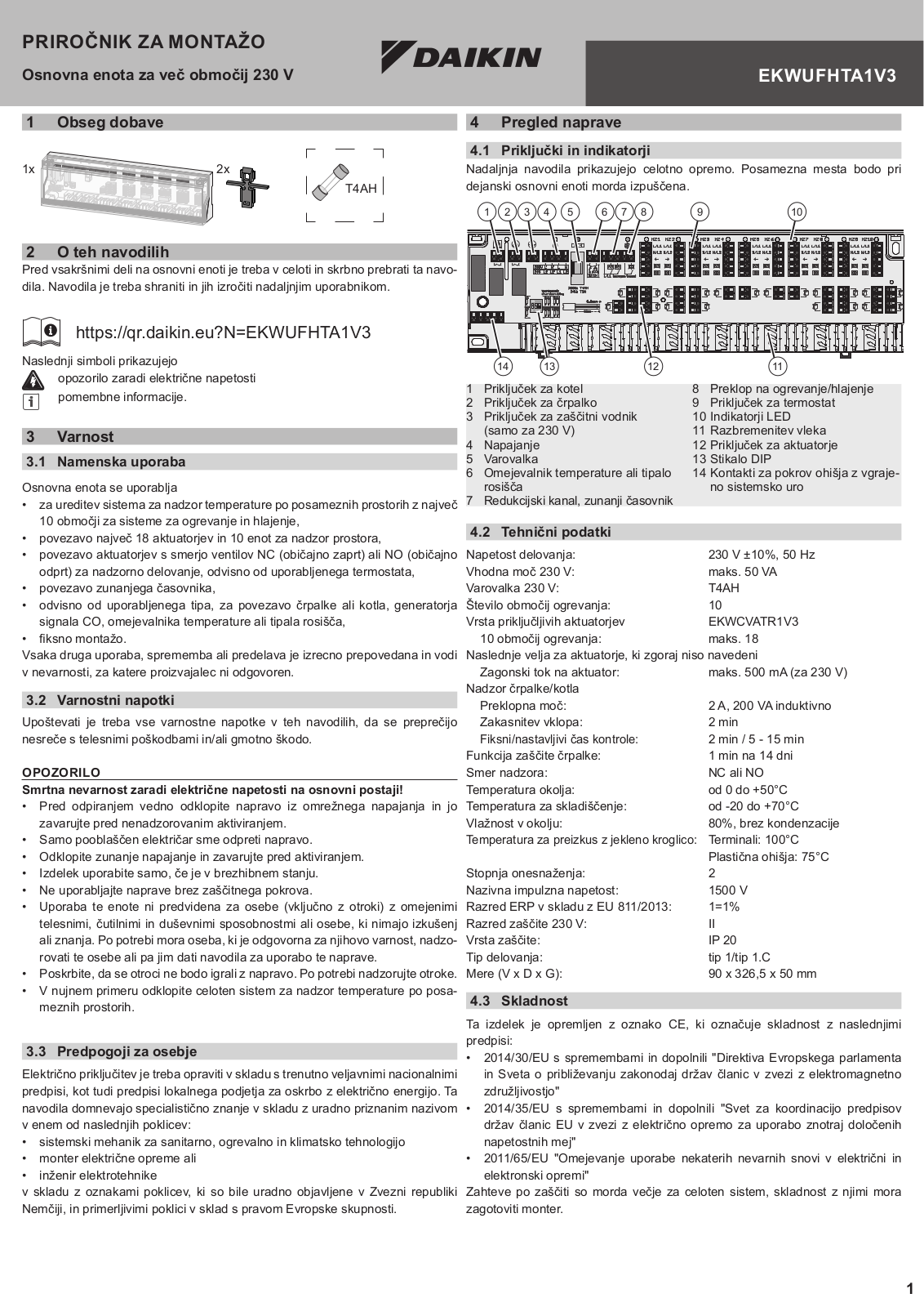 Daikin EKWUFHTA1V3 Installation manuals