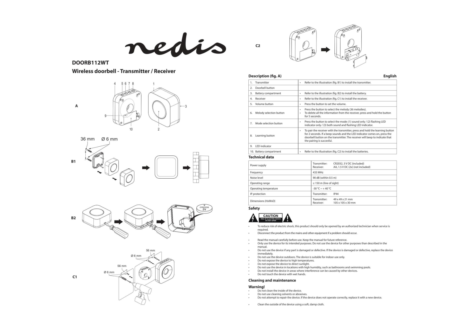 Nedis DOORB112WT User Manual