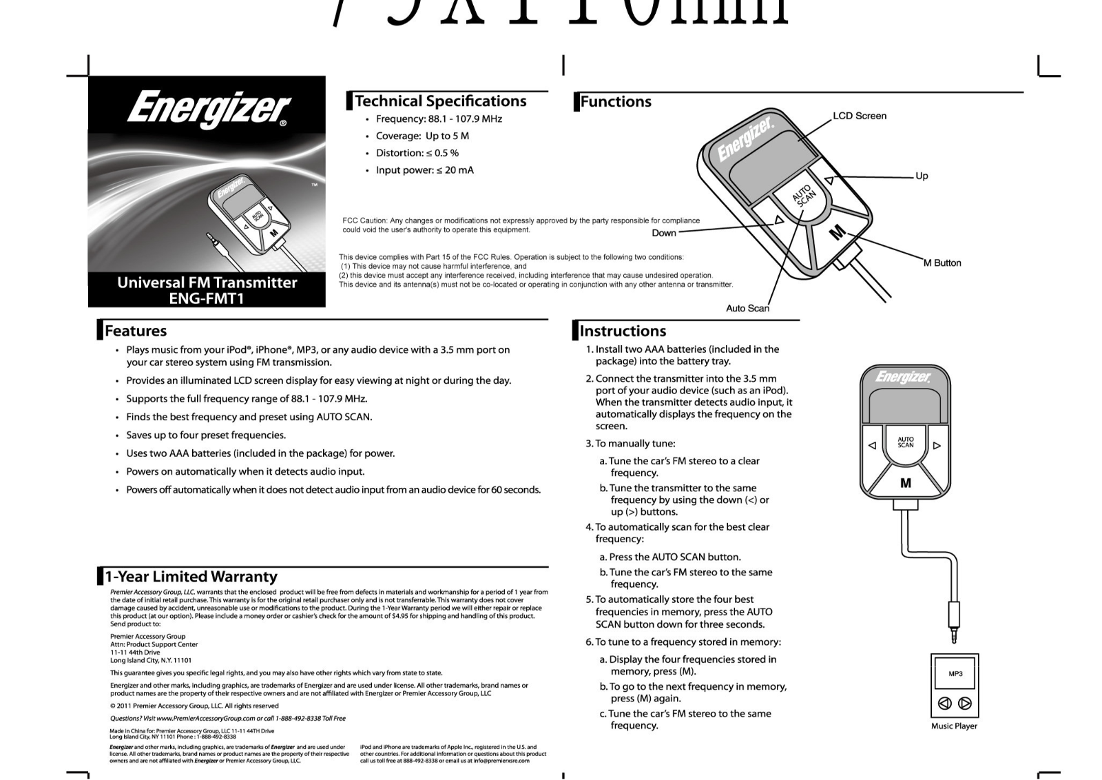 Premier Accessory Group ENG FMT1 User Manual