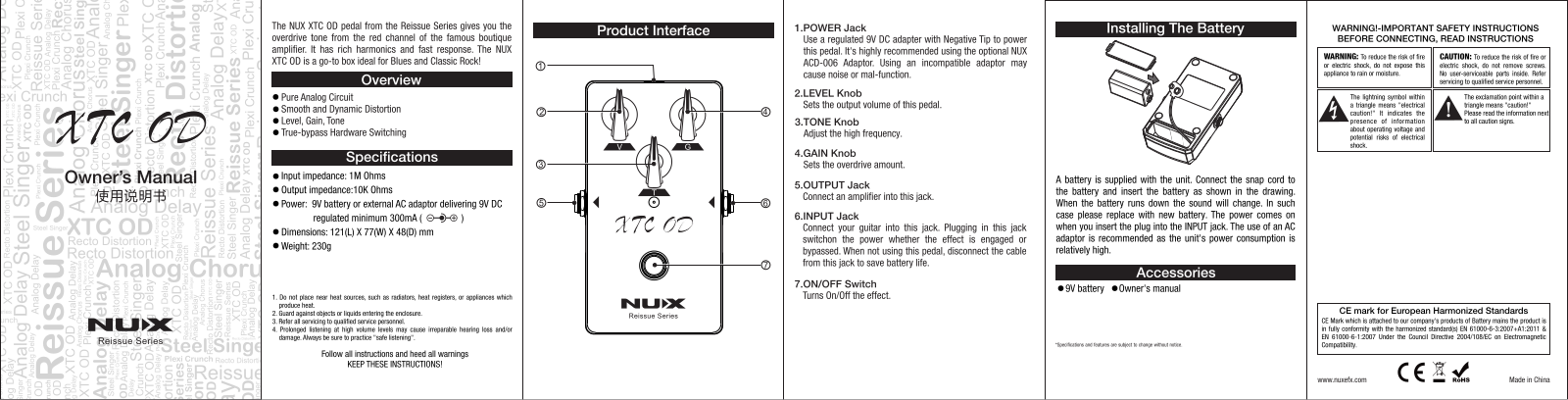 Nux XTC OD Owner`s Manual