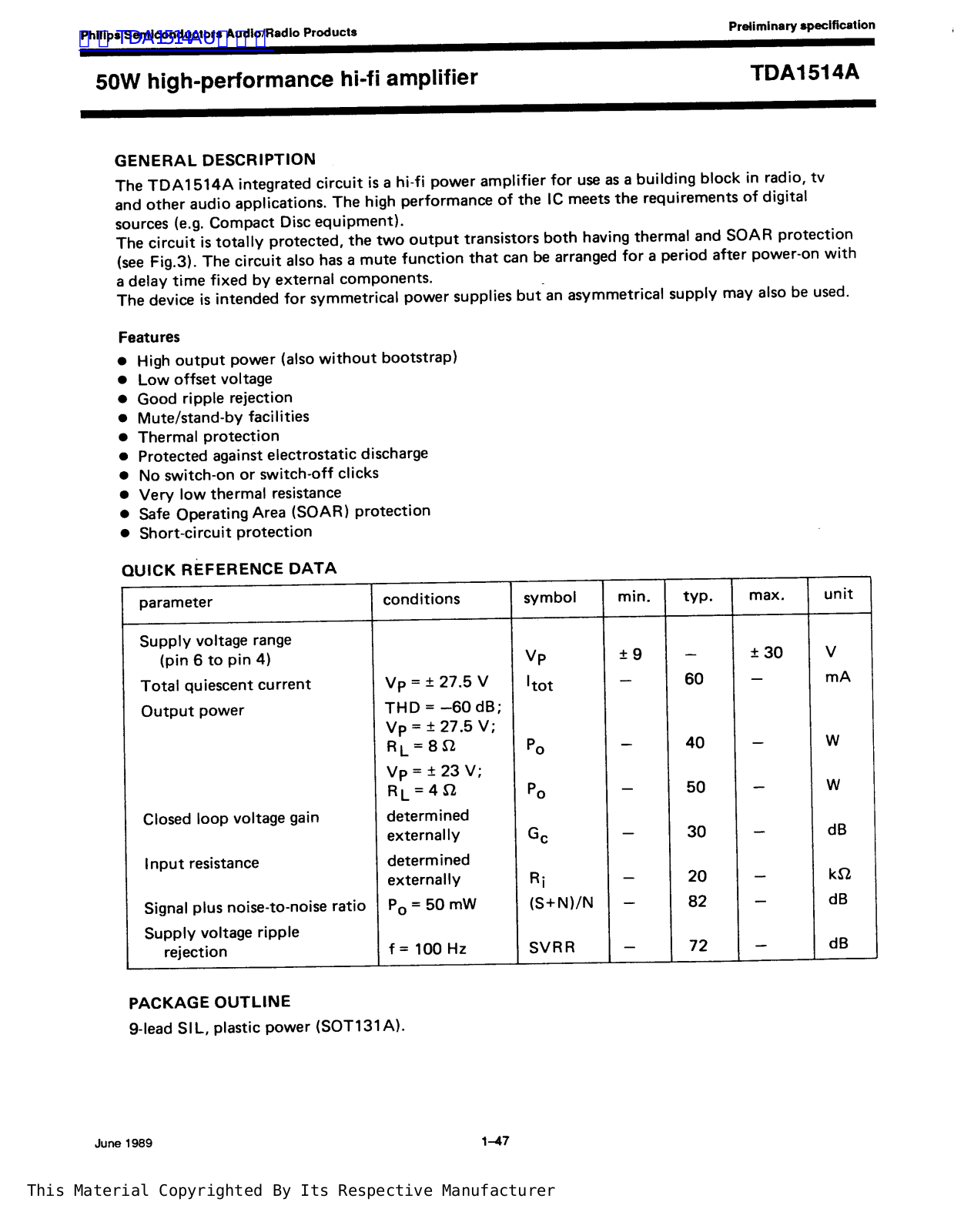 Philips TDA1514A installation Guide