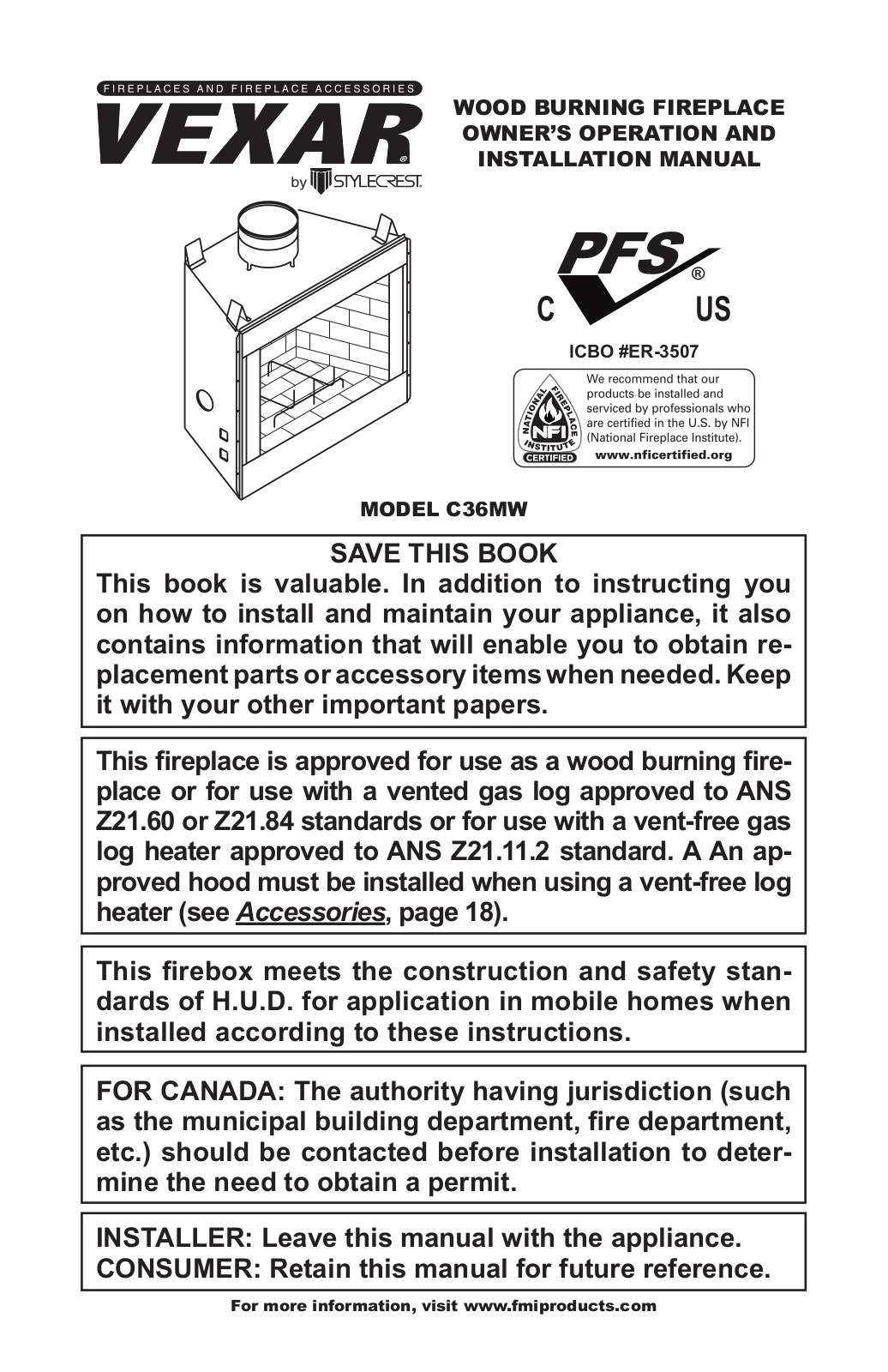 Vexar C36MW Installation Manual