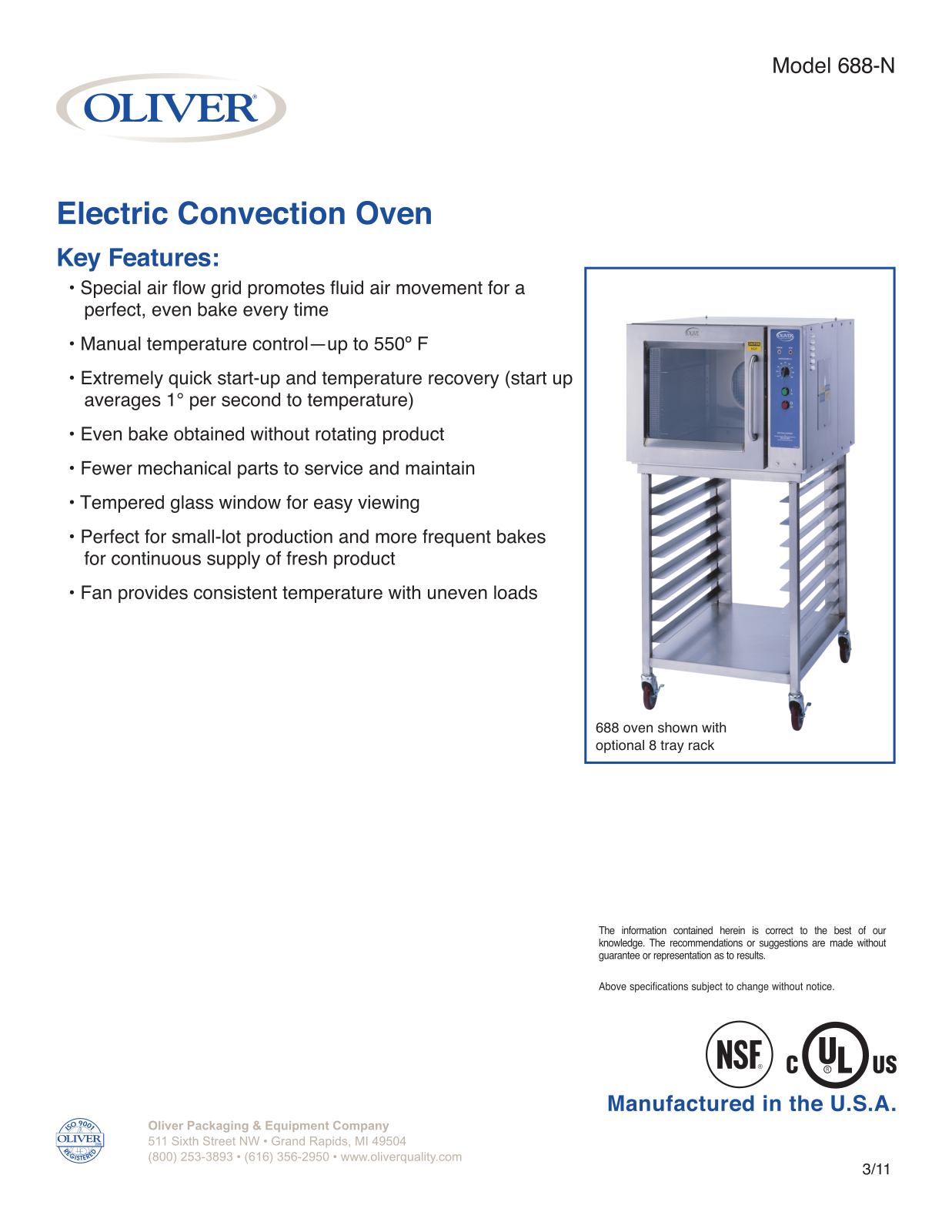 Oliver 688 Specifications