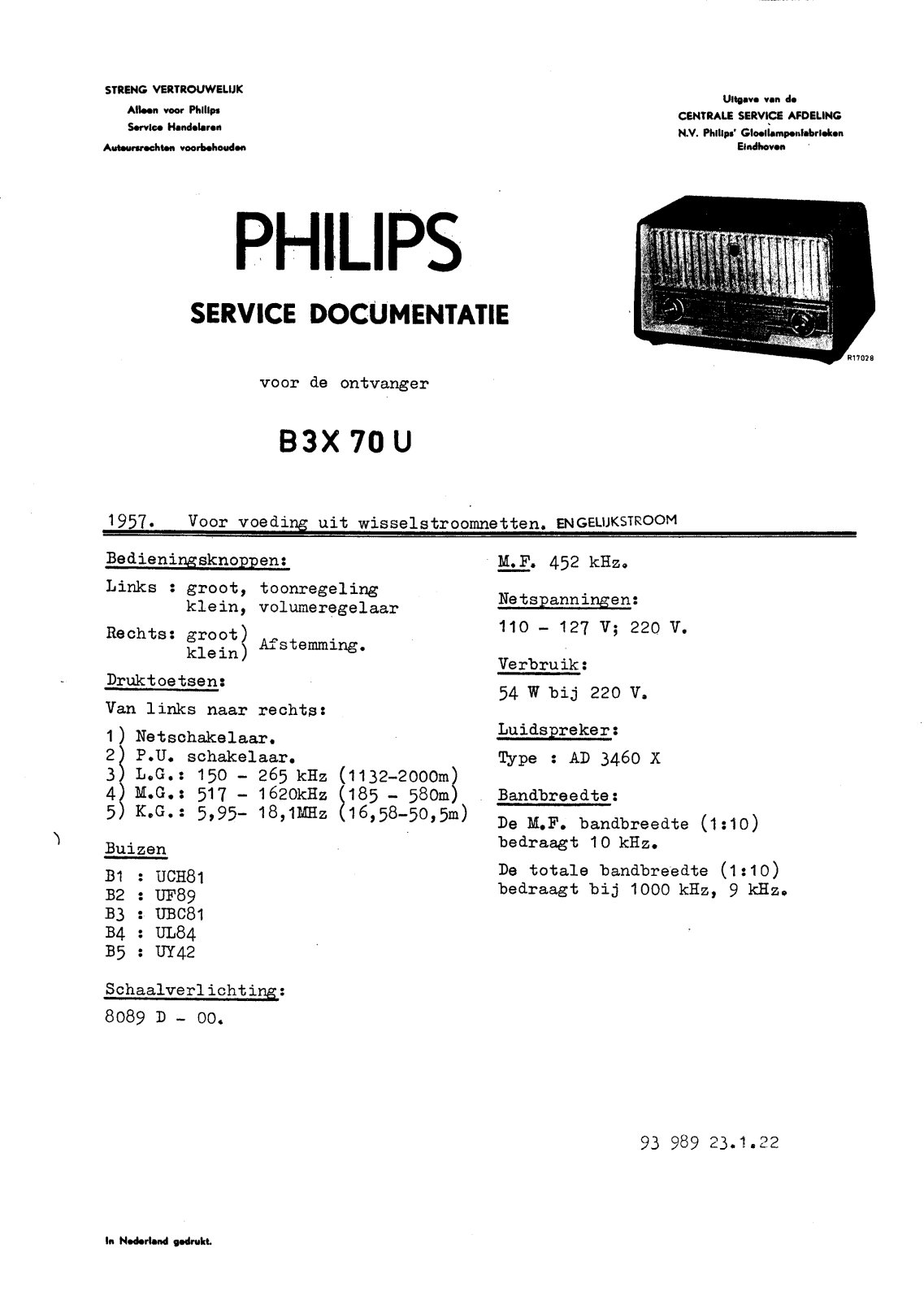 Philips B-3-X-70-U Service Manual