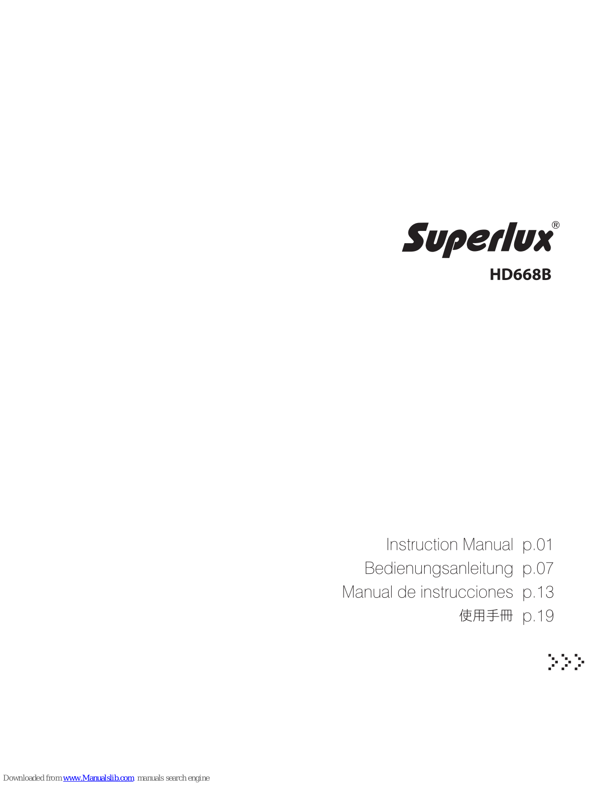 Superlux HD668B Instruction Manual