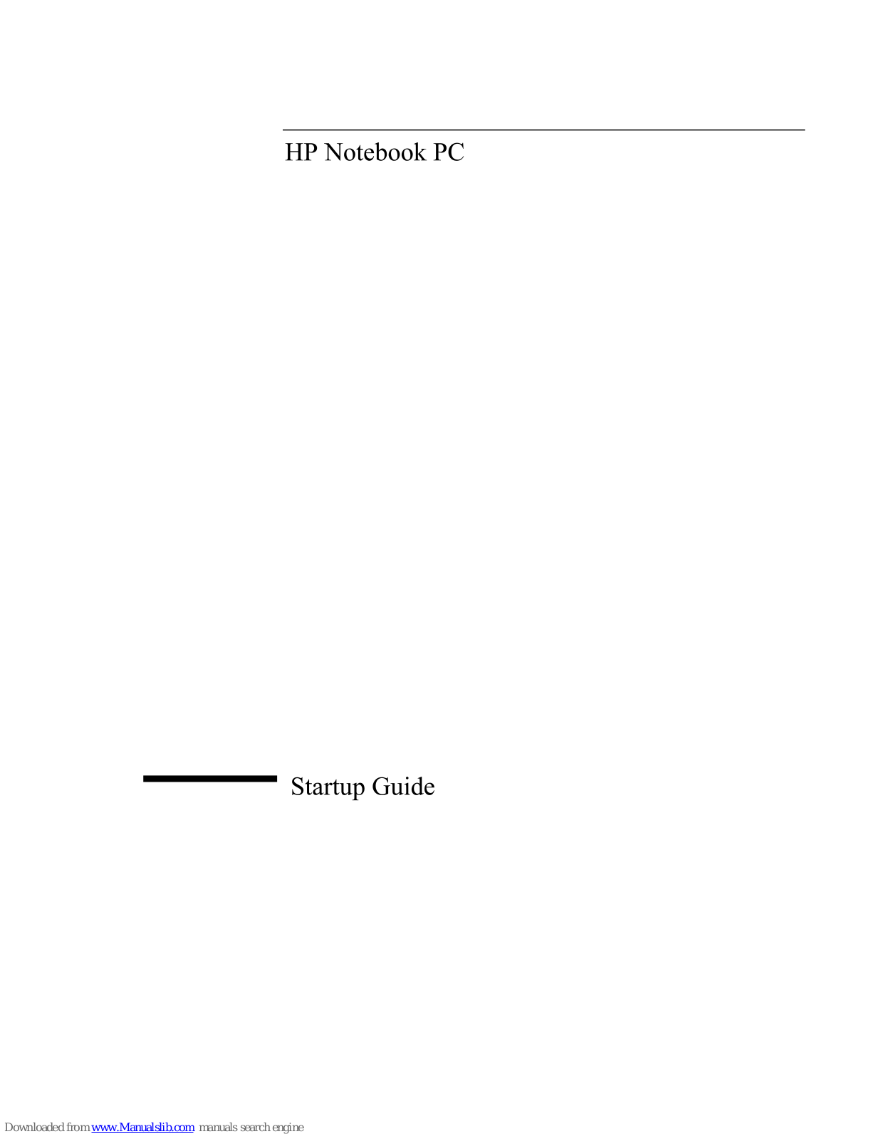 HP Pavilion N5195, Pavilion N5135, Pavilion N5140, Pavilion N5150, Pavilion N5210 Startup Manual