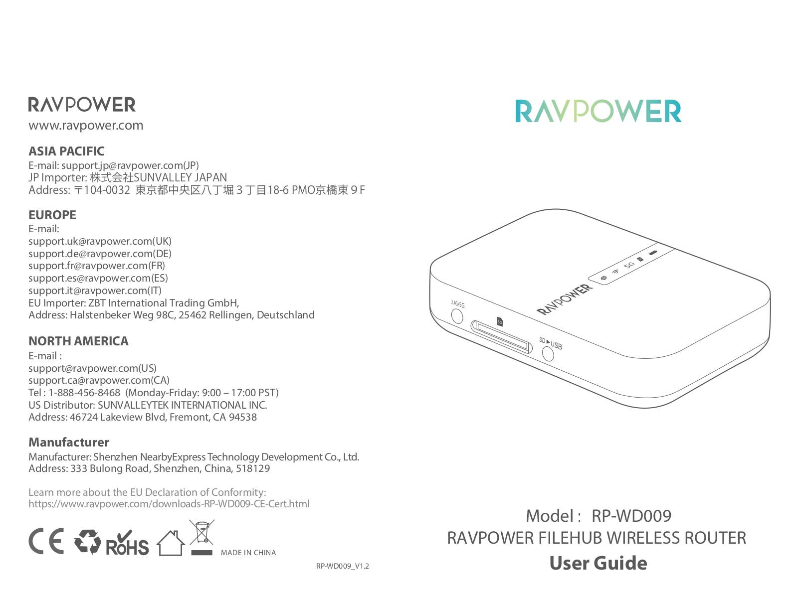 Ravpower RP-WD009 User Manual