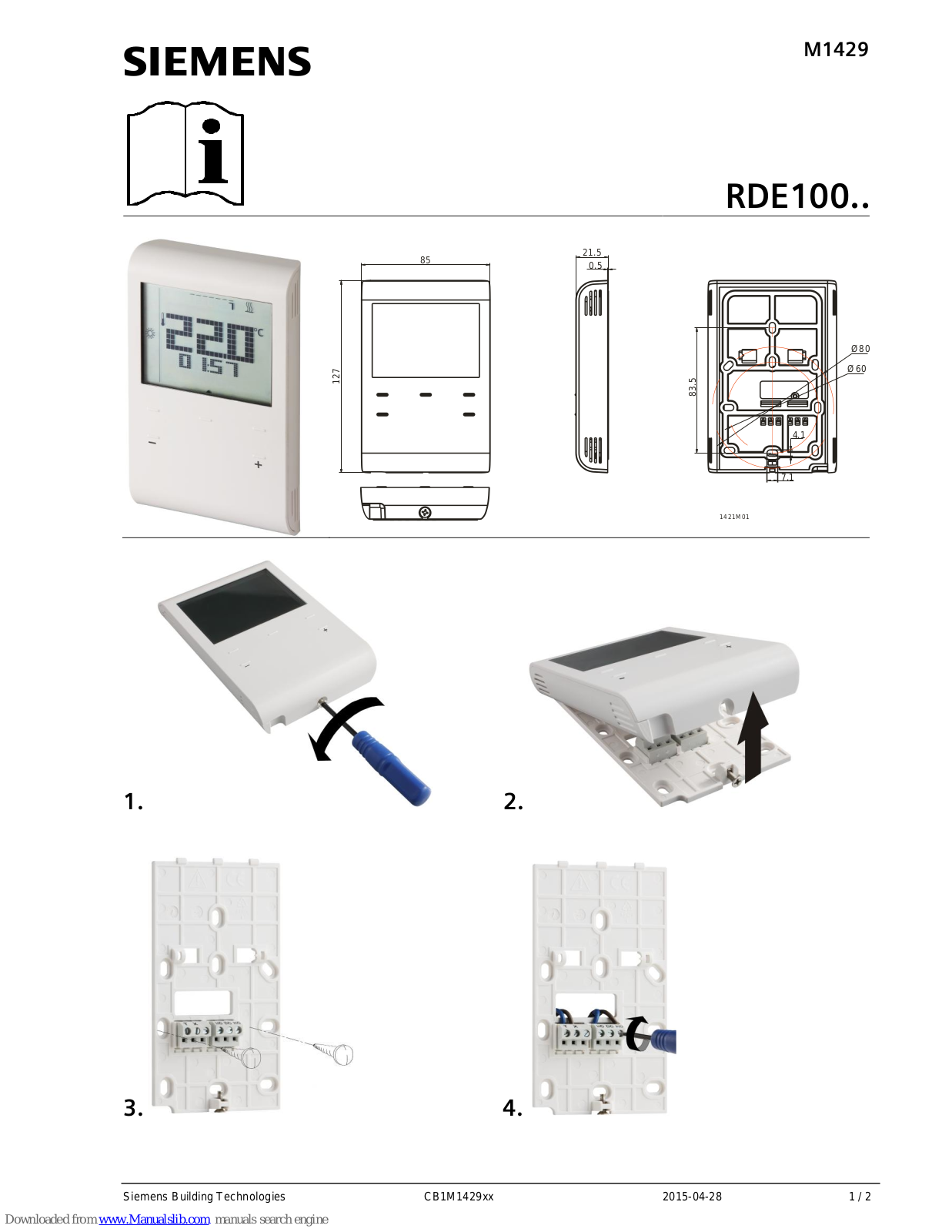 Siemens RDE100, RDE100.1, RDD100.1DHW, RDE100.1DHW, RDE100FP Series Manual