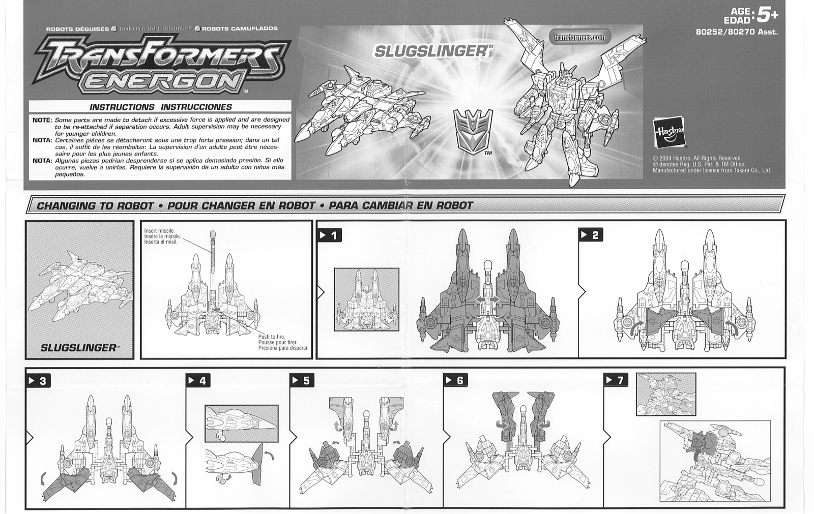 HASBRO Transformers Energon Slugslinger User Manual