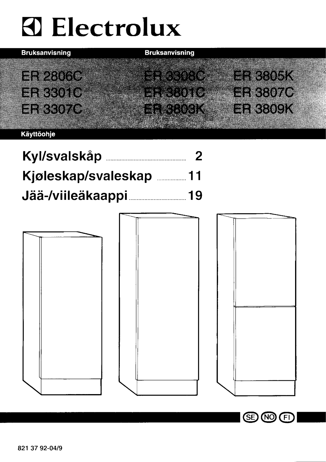 Electrolux ER2806C, ER3809K, ER3301C, ER3801C User Manual