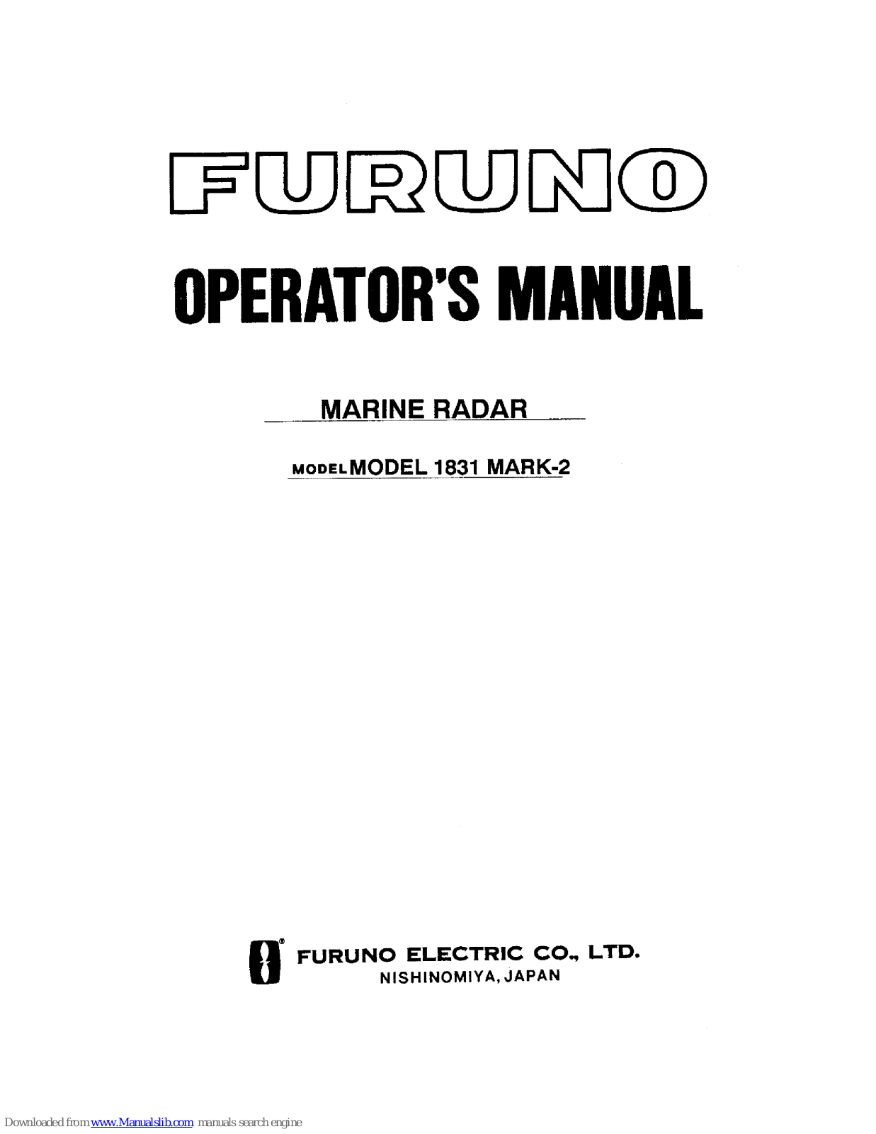 Furuno 1831 Mark-2 Operator's Manual