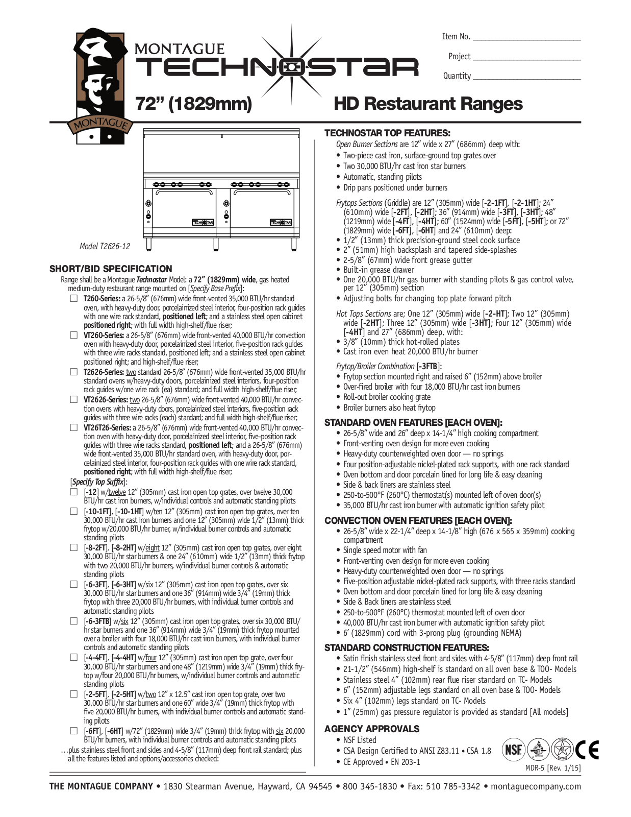 Montague T260-10-1FT User Manual