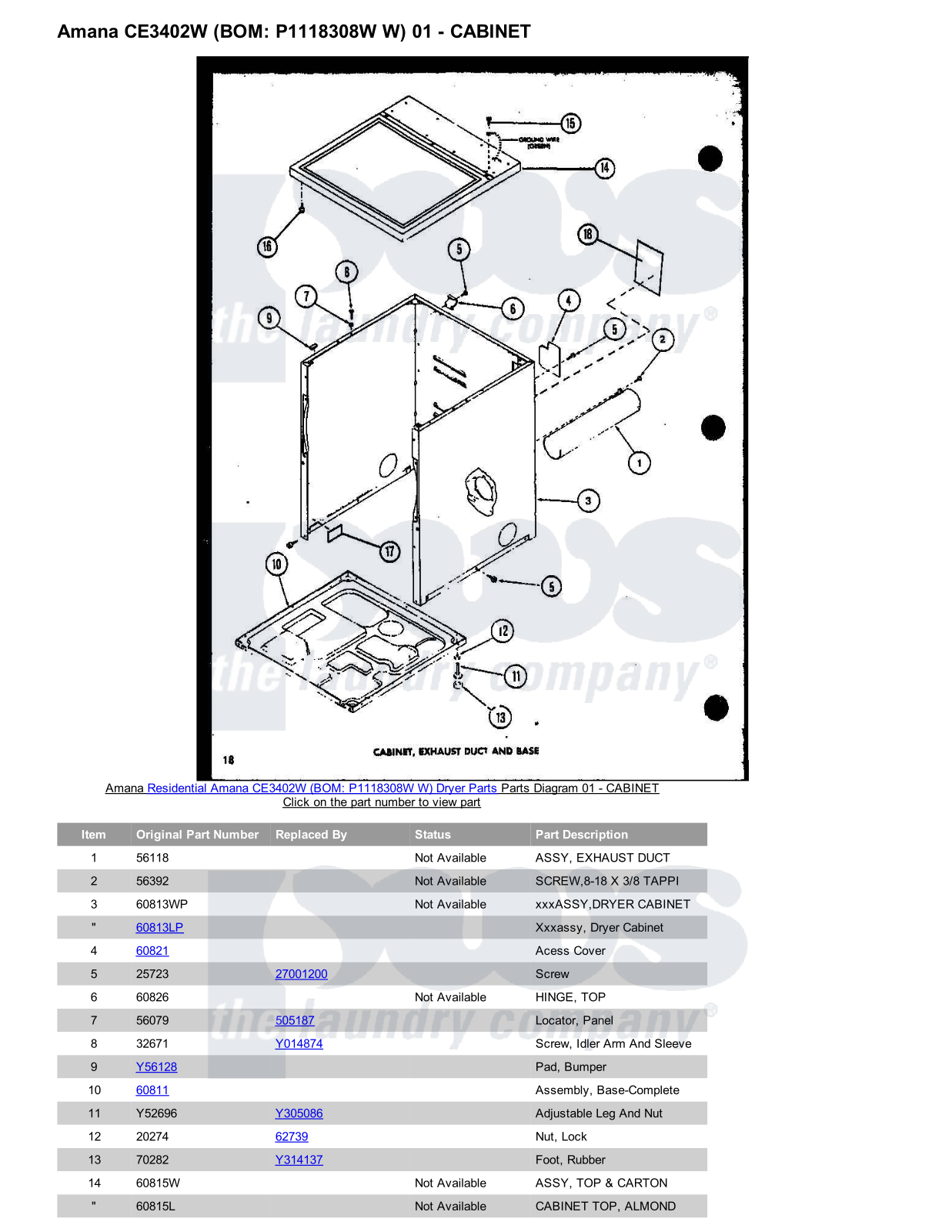 Amana CE3402W Parts Diagram