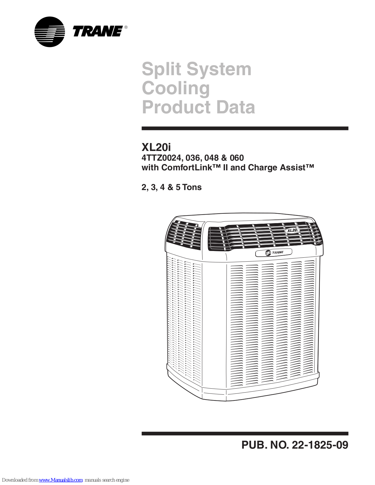 Trane XL20i 4TTZ0024A1, XL20i 4TTZ0036B1, XL20i4TTZ0048B1, XL20i 4TTZ0060A1 Product Data